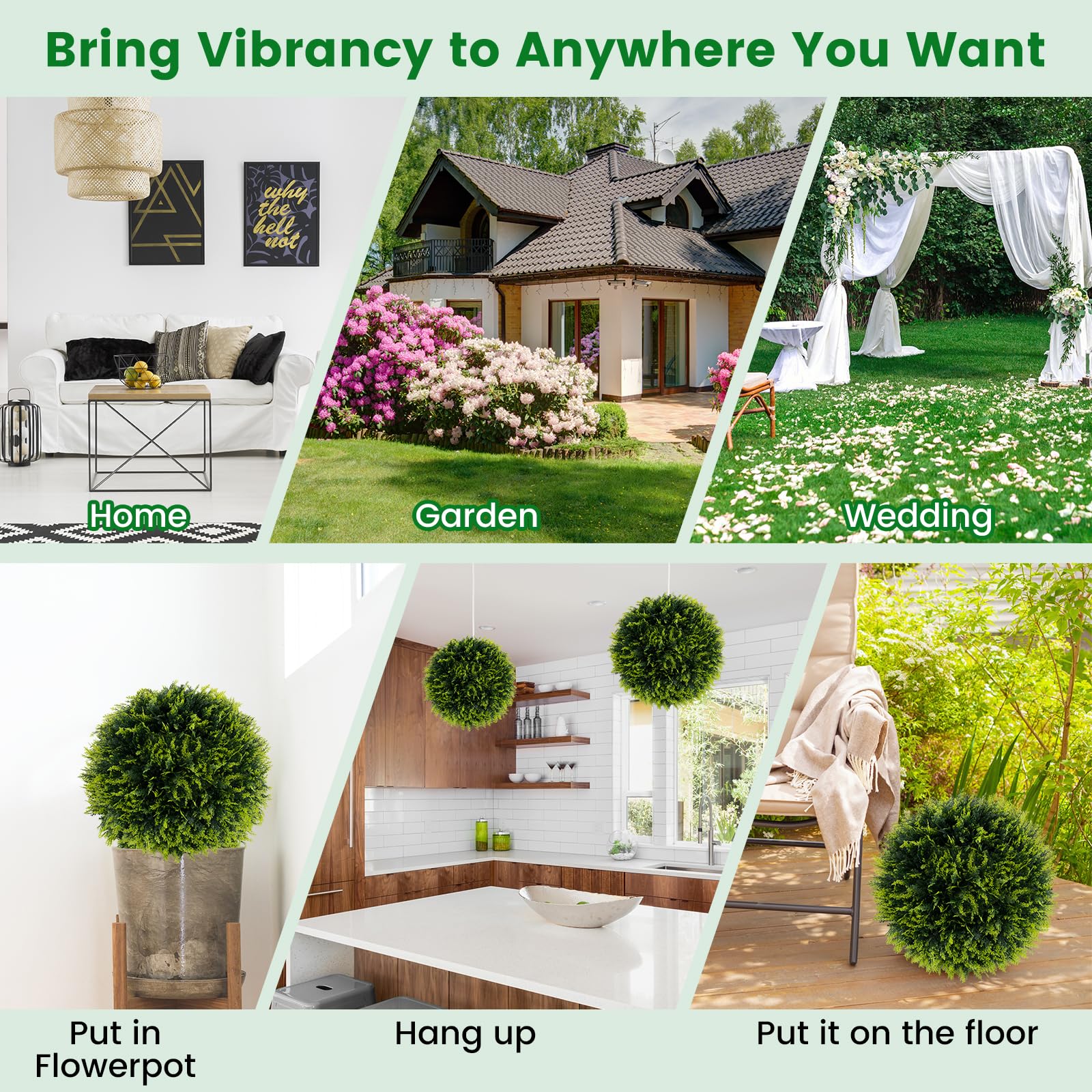 Goplus 2 PCS 18 Inch Artificial Cedar Topiary Ball, Round Faux Cypress Balls Outdoor, Fake Plant Sphere - Image 5