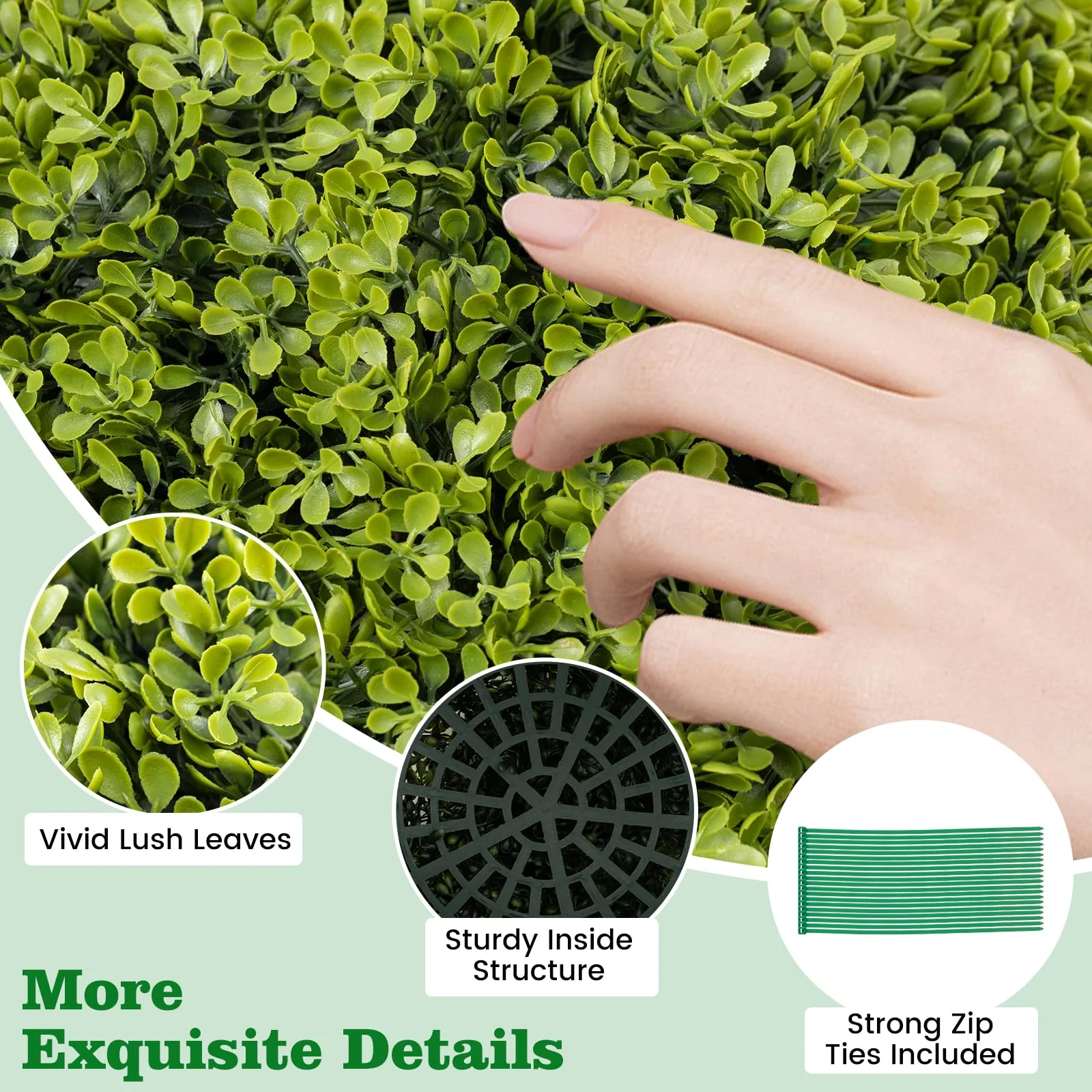 Goplus 2 PCS 20 Inch Artificial Plant Topiary Ball, Round Faux Boxwood Balls Outdoor with Mimic Fluffy Leaves - Image 6