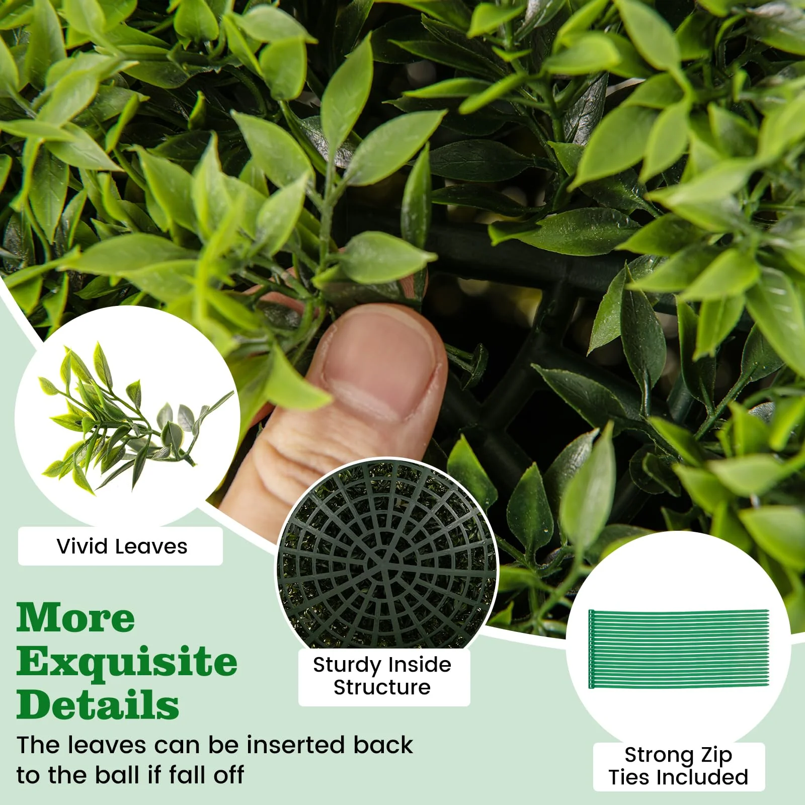 Goplus 2 PCS 20 Inch Artificial Plant Topiary Ball, Round Faux Boxwood Balls Outdoor with Sun-Protective PE Leaves - Image 6
