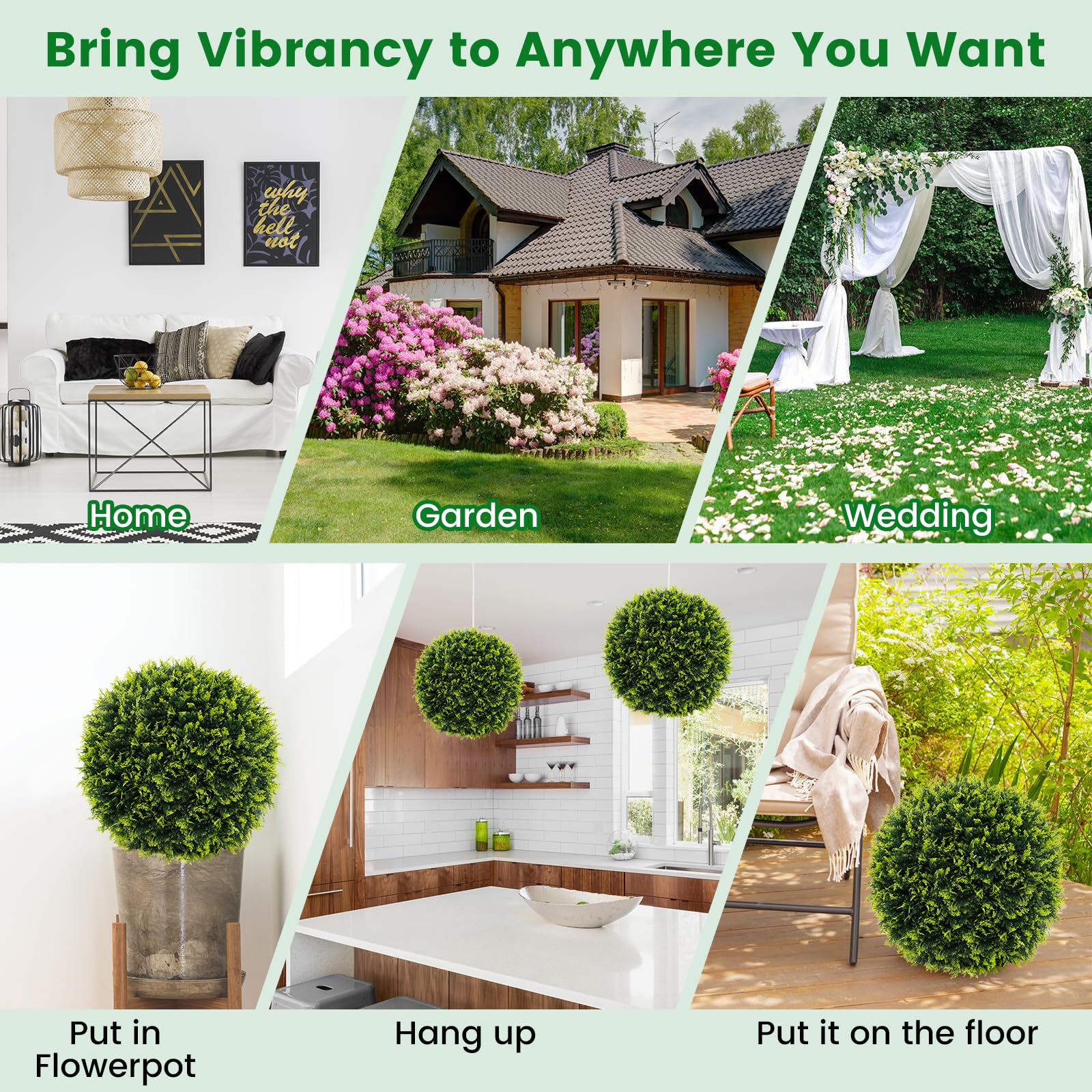 Goplus 2 PCS 22 Inch Artificial Cedar Topiary Ball, Round Faux Cypress Balls Outdoor, Fake Plant Sphere - Image 5