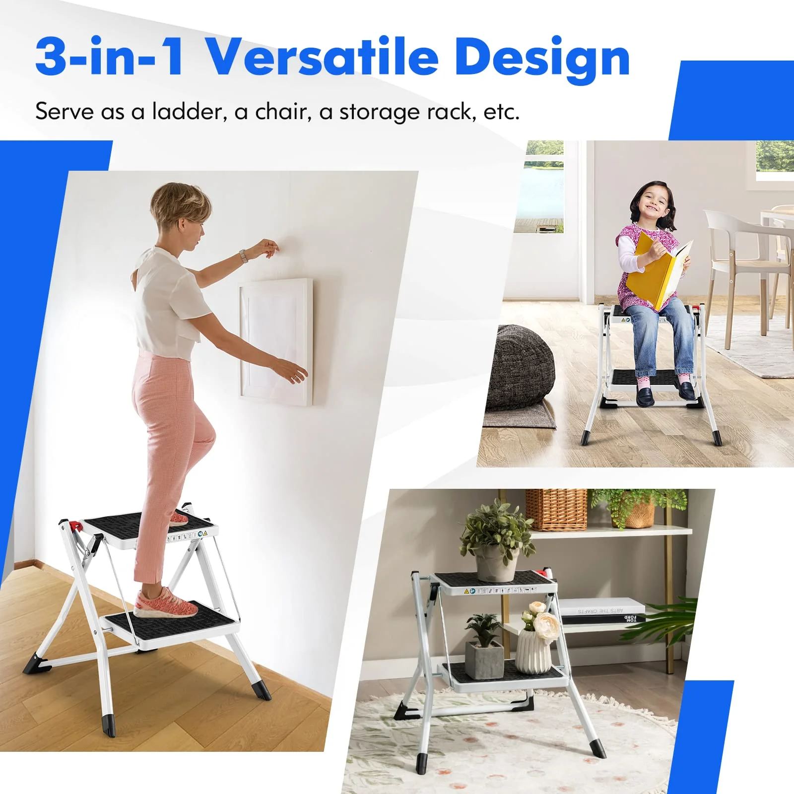 Goplus 2 Step Ladder, Lightweight Folding Step Stool with Anti-Slip Pedals - Image 4