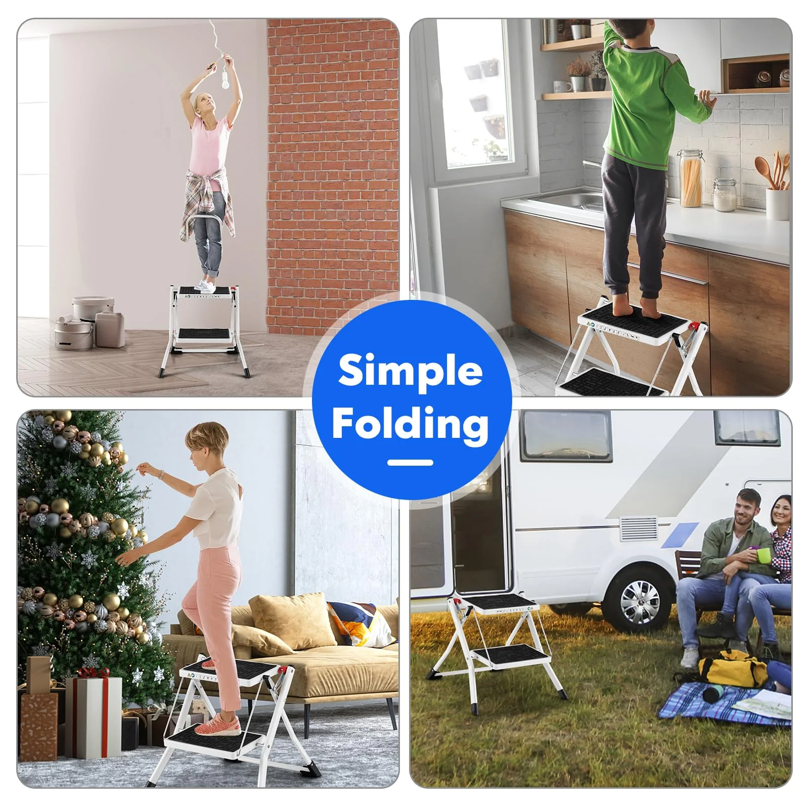 Goplus 2 Step Ladder, Lightweight Folding Step Stool with Anti-Slip Pedals - Image 8