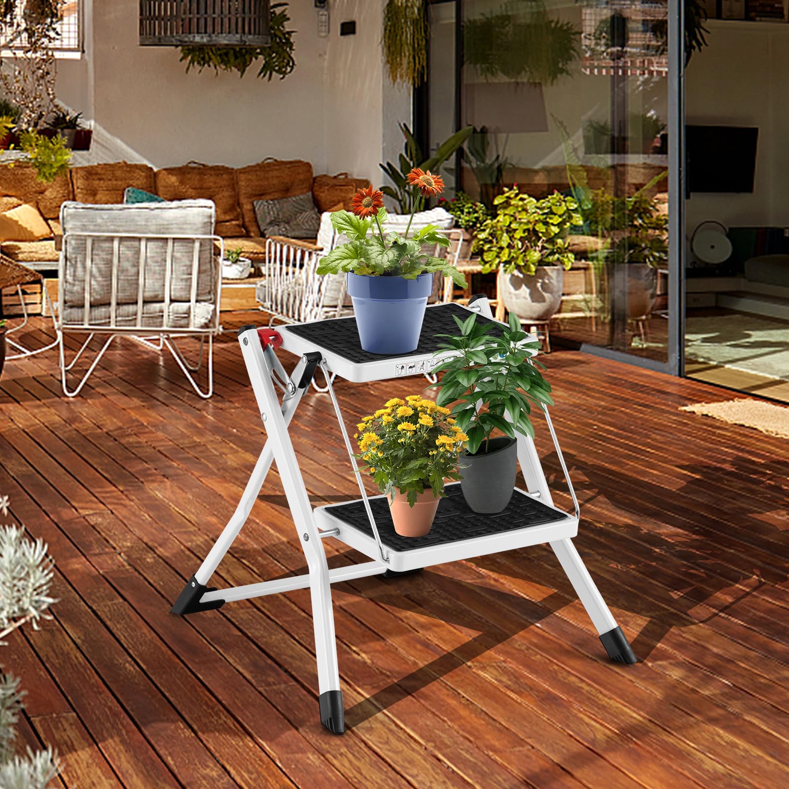 Goplus 2 Step Ladder, Lightweight Folding Step Stool with Anti-Slip Pedals - Image 9