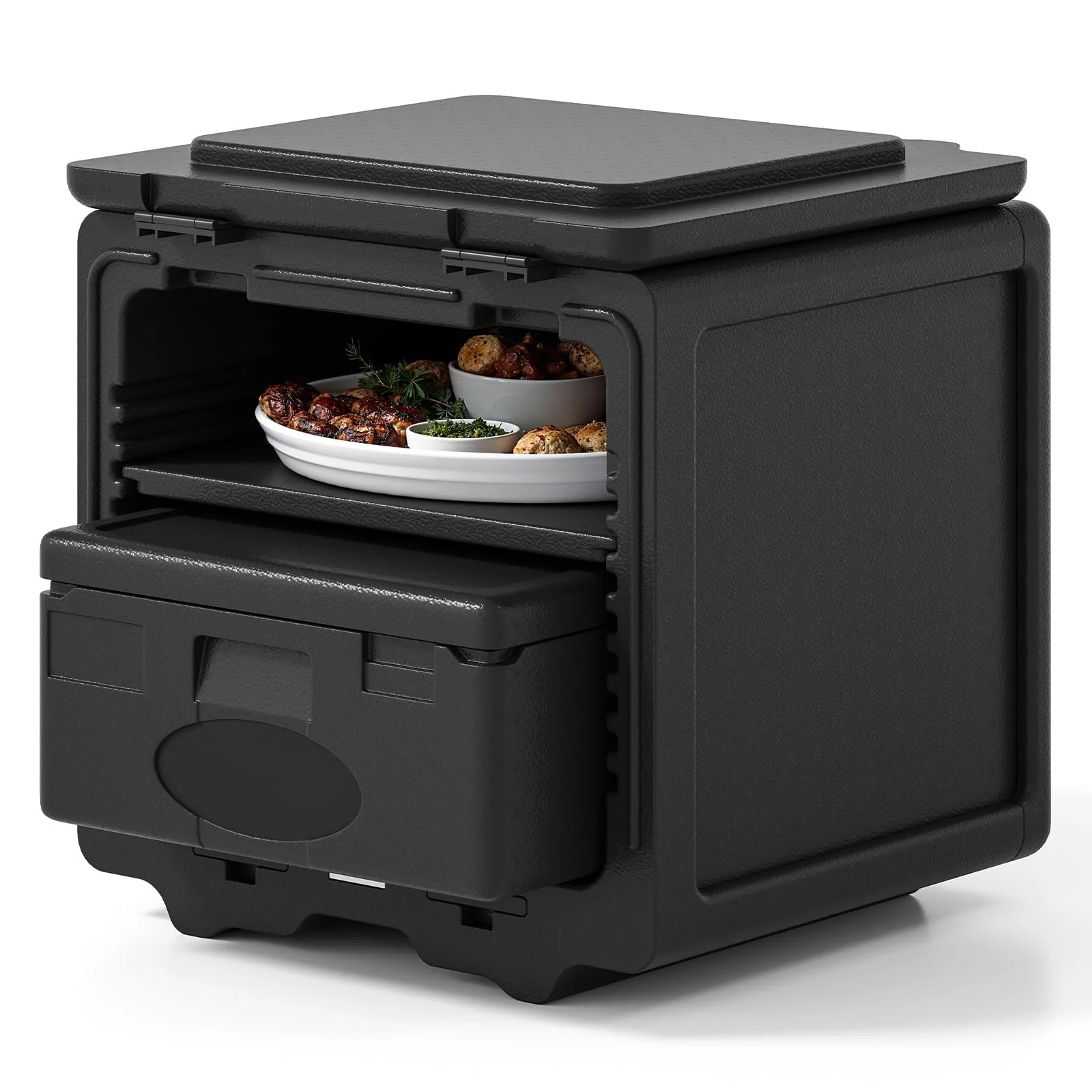 Goplus 2 Tier Insulated Food Pan Carrier w/Removable Tray & Box