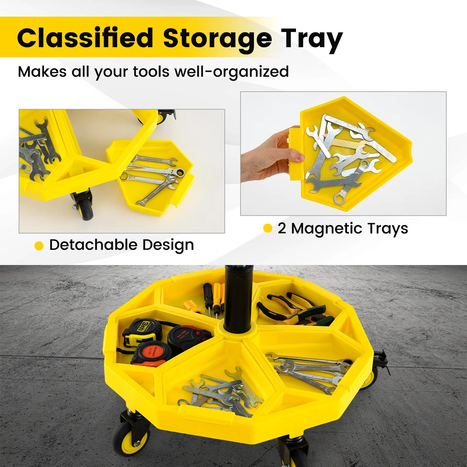Goplus 20”-25” Height Adjustable Mechanic Stool w/Magnetic Tool Tray - Image 5