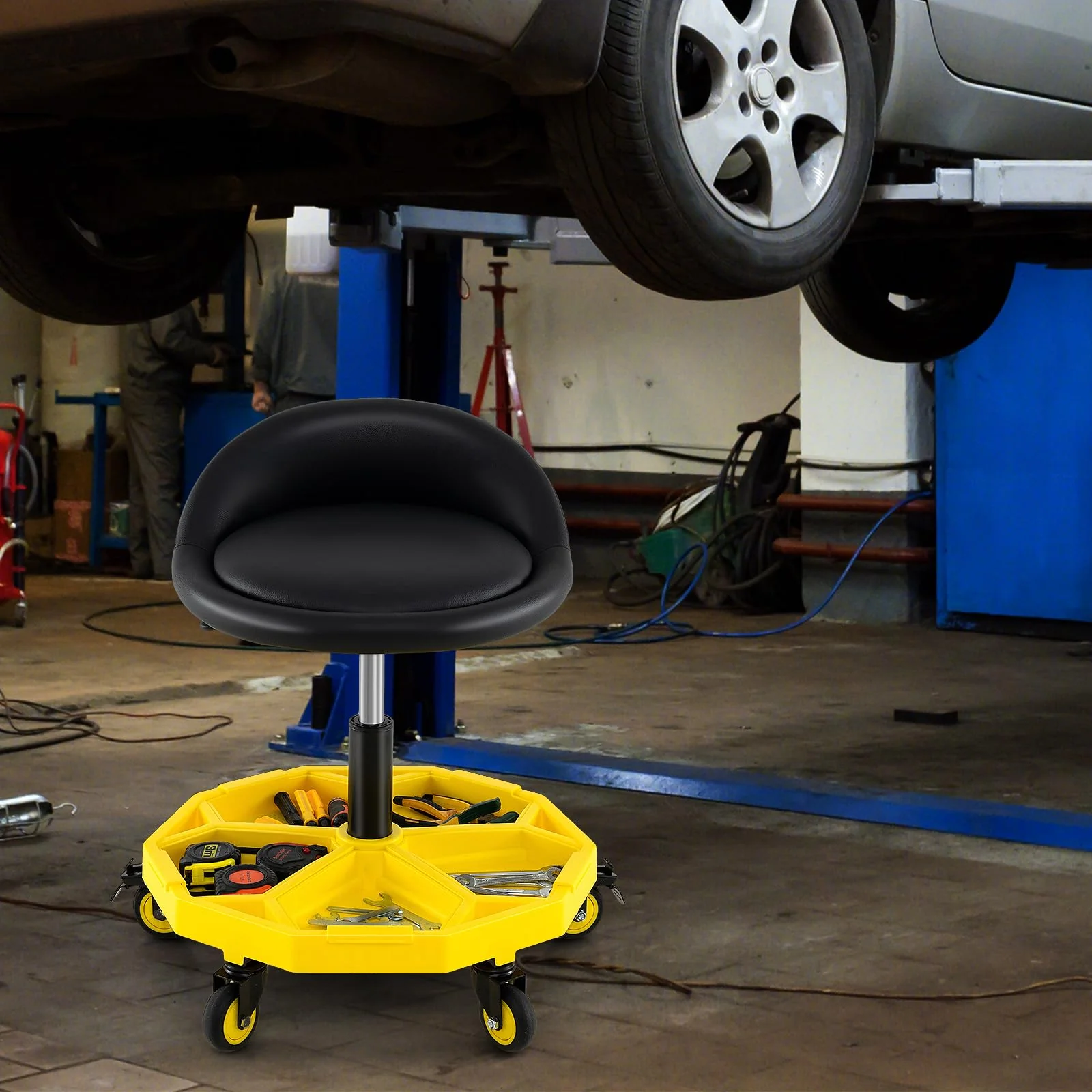 Goplus 20”-25” Height Adjustable Mechanic Stool w/Magnetic Tool Tray - Image 9