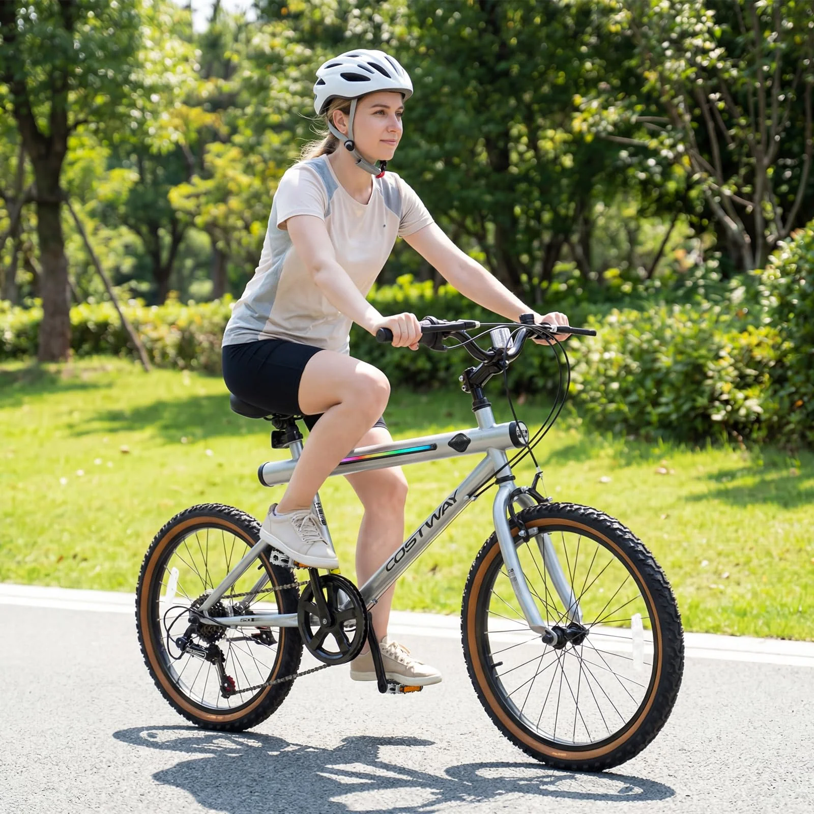 Goplus 20 Inch LED-lit Cycling Bike with 2 Speakers and Ambient Lights for Men and Women - Image 8