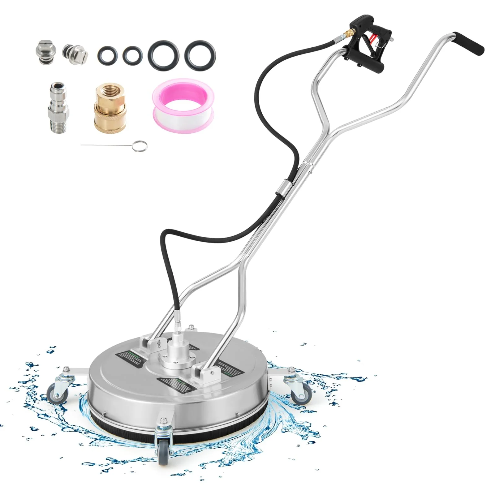 Goplus 20" Pressure Washer Surface Cleaner with 4 Wheels, Dual Handle, Stainless Steel Housing
