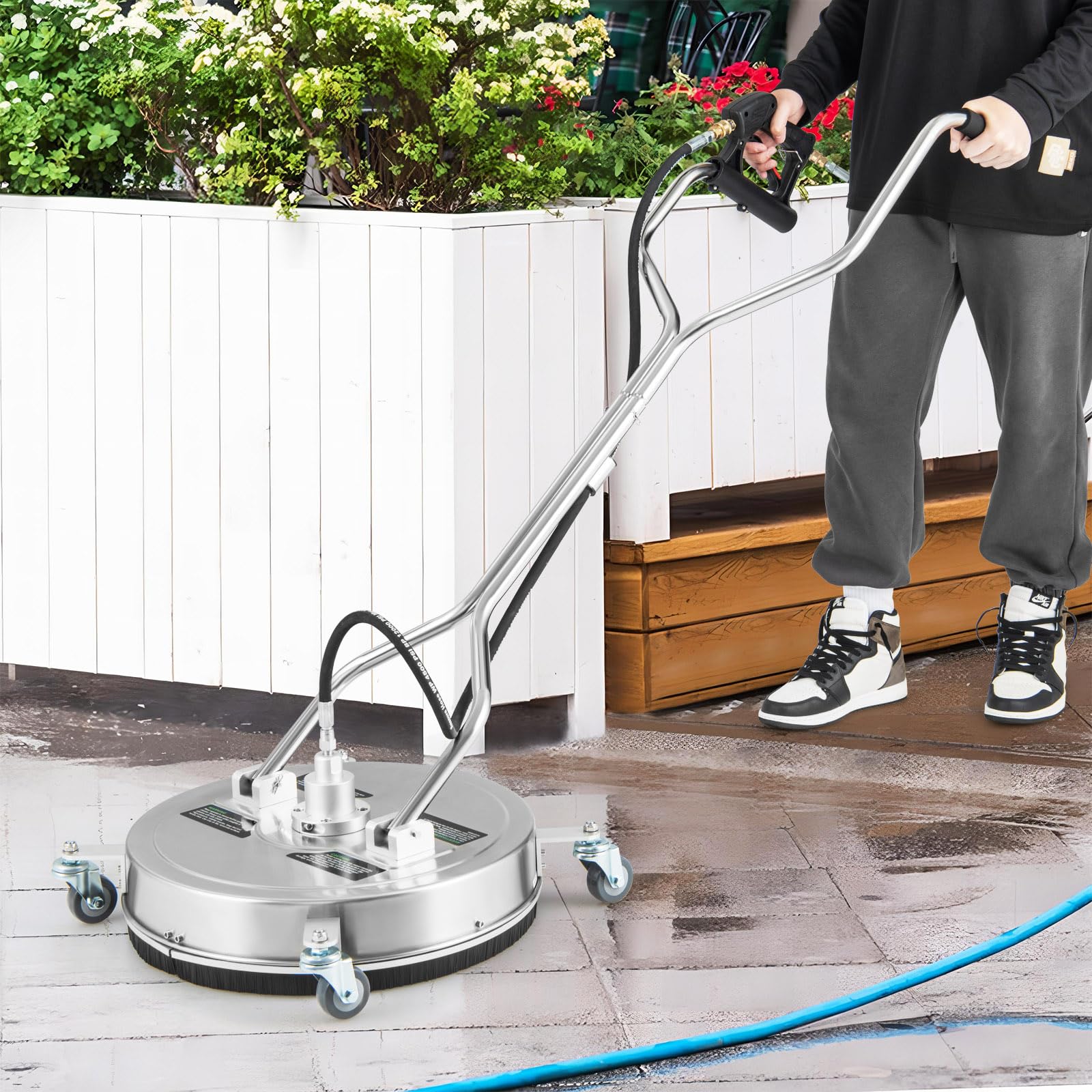 Goplus 20" Pressure Washer Surface Cleaner with 4 Wheels, Dual Handle, Stainless Steel Housing - Image 9
