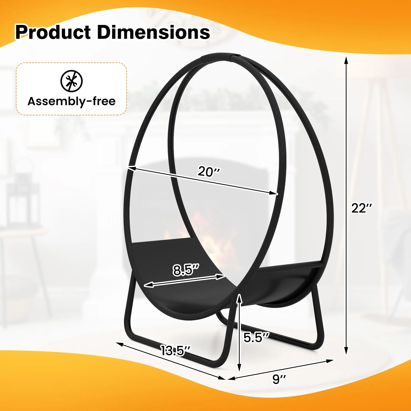 Goplus 20" Round Heavy-duty Metal Curved Log Rack with Stand for Indoor & Outdoor - Image 6