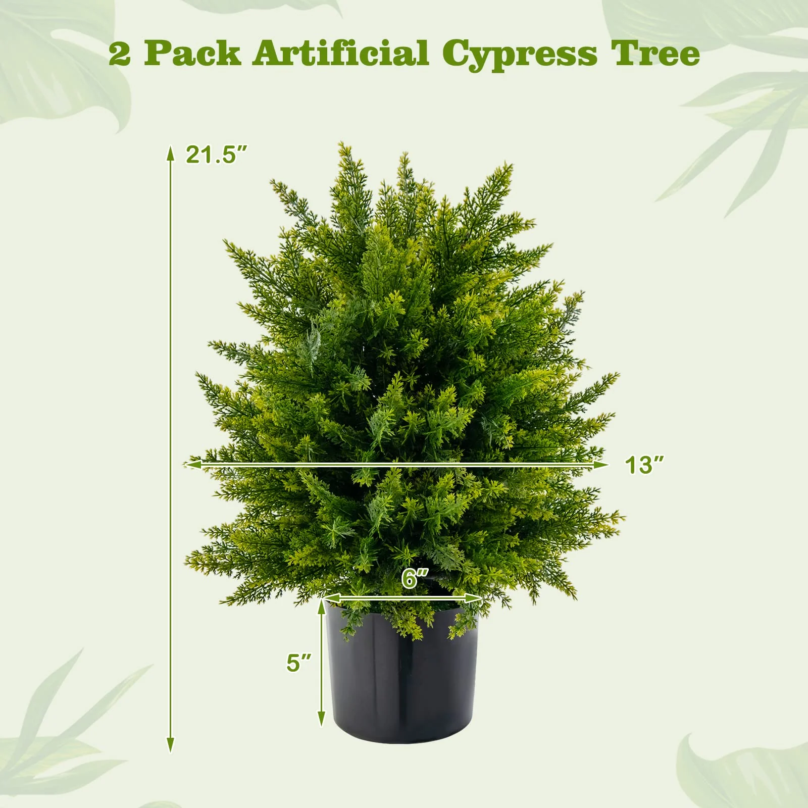 Goplus 21.5" Artificial Tree, Set of 2 Faux Potted Plants Artificial Shrubs Bushes - Image 8
