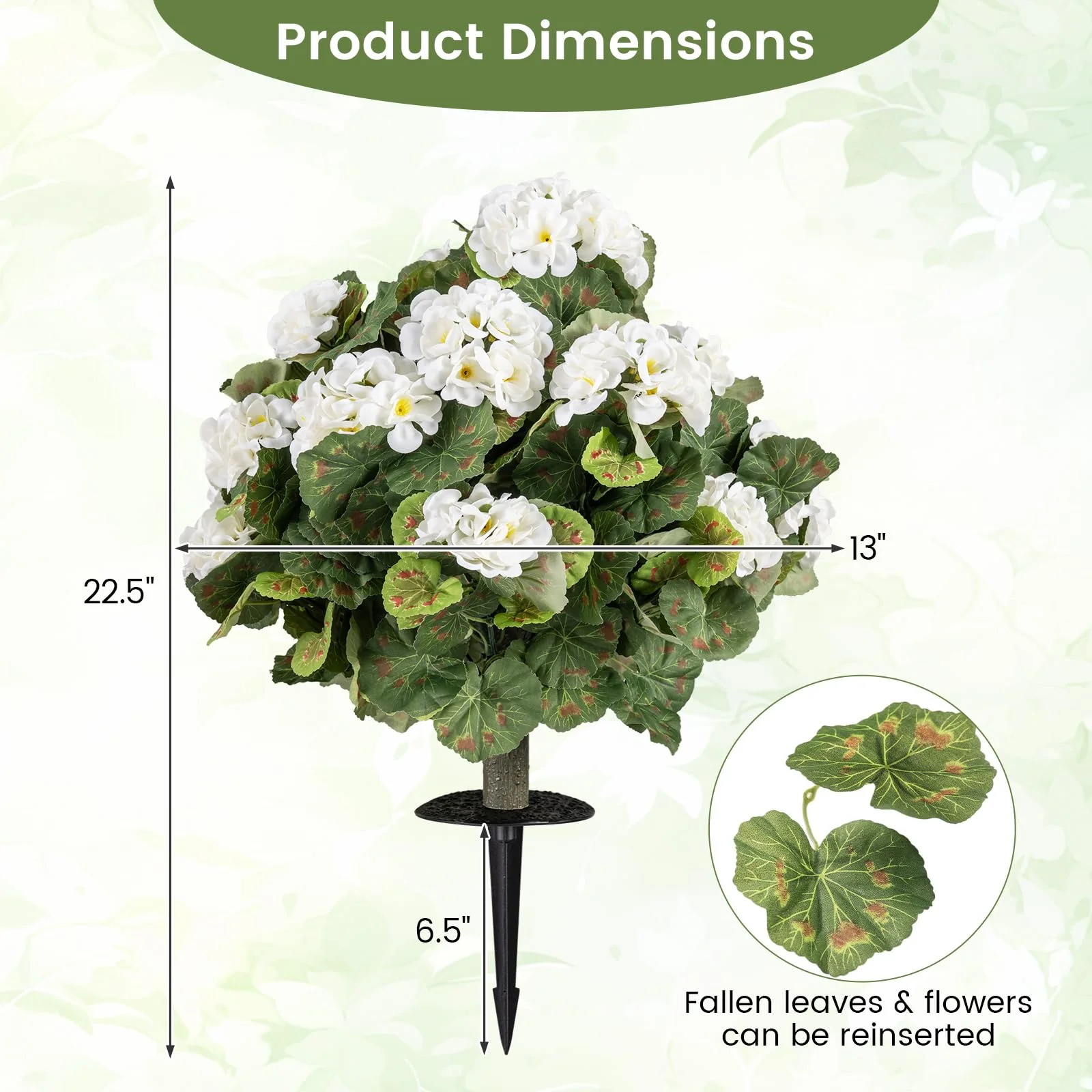 Goplus 22.5” Artificial Begonia Ball Trees Set of 2 with Ground Spikes - Image 7