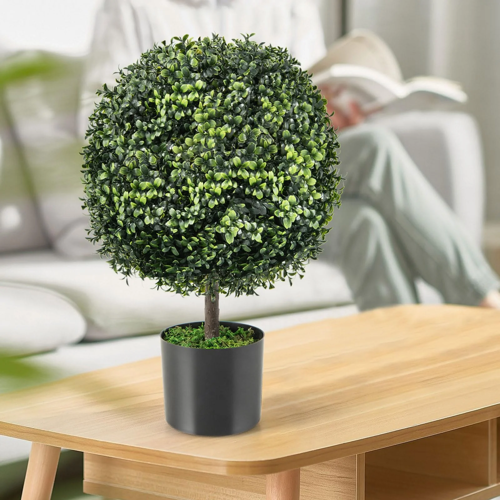 Goplus 22" Artificial Boxwood Topiary Ball Tree - Image 3