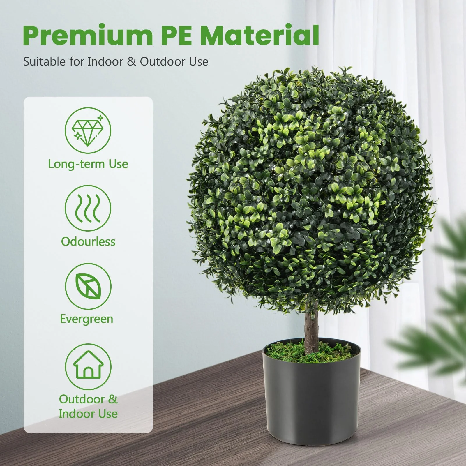 Goplus 22" Artificial Boxwood Topiary Ball Tree - Image 4