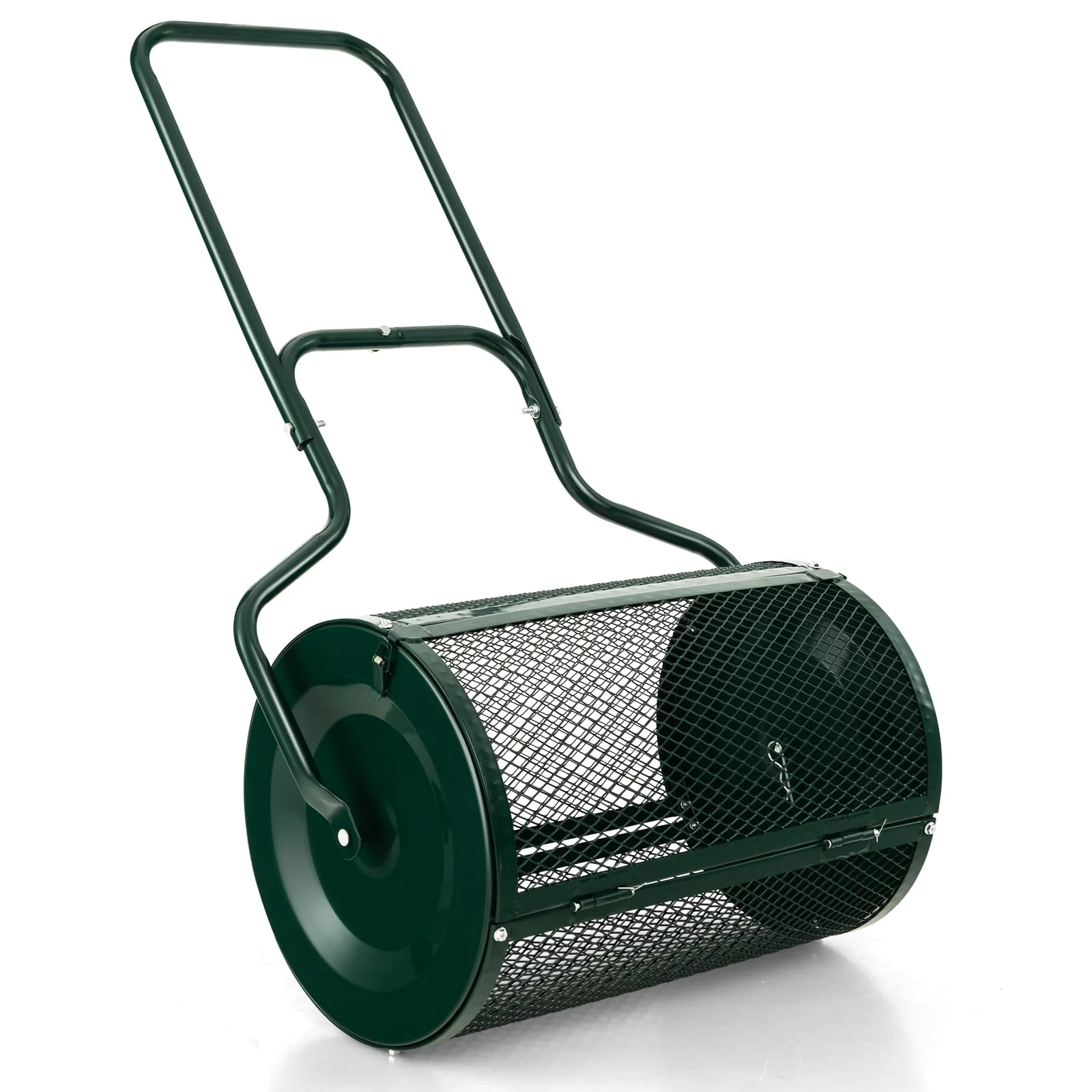 Goplus 24 inch Compost Spreader for Lawn, Lightweight Metal Mesh Lawn Roller Double Side Latches for Topdressing & Seedling