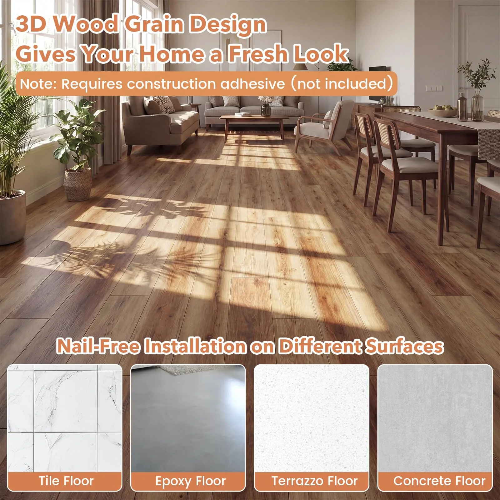 Goplus 24-Pack 36 Sq.Ft Wood Grain Floor Tiles Waterproof Vinyl Plank Flooring - Image 11