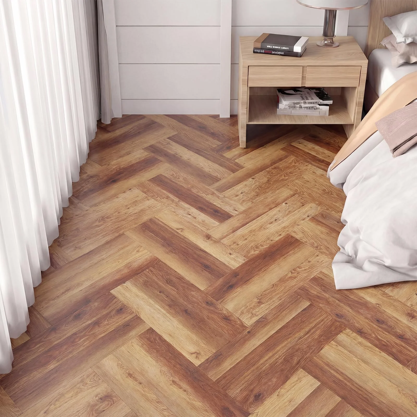 Goplus 24-Pack 36 Sq.Ft Wood Grain Floor Tiles Waterproof Vinyl Plank Flooring - Image 6