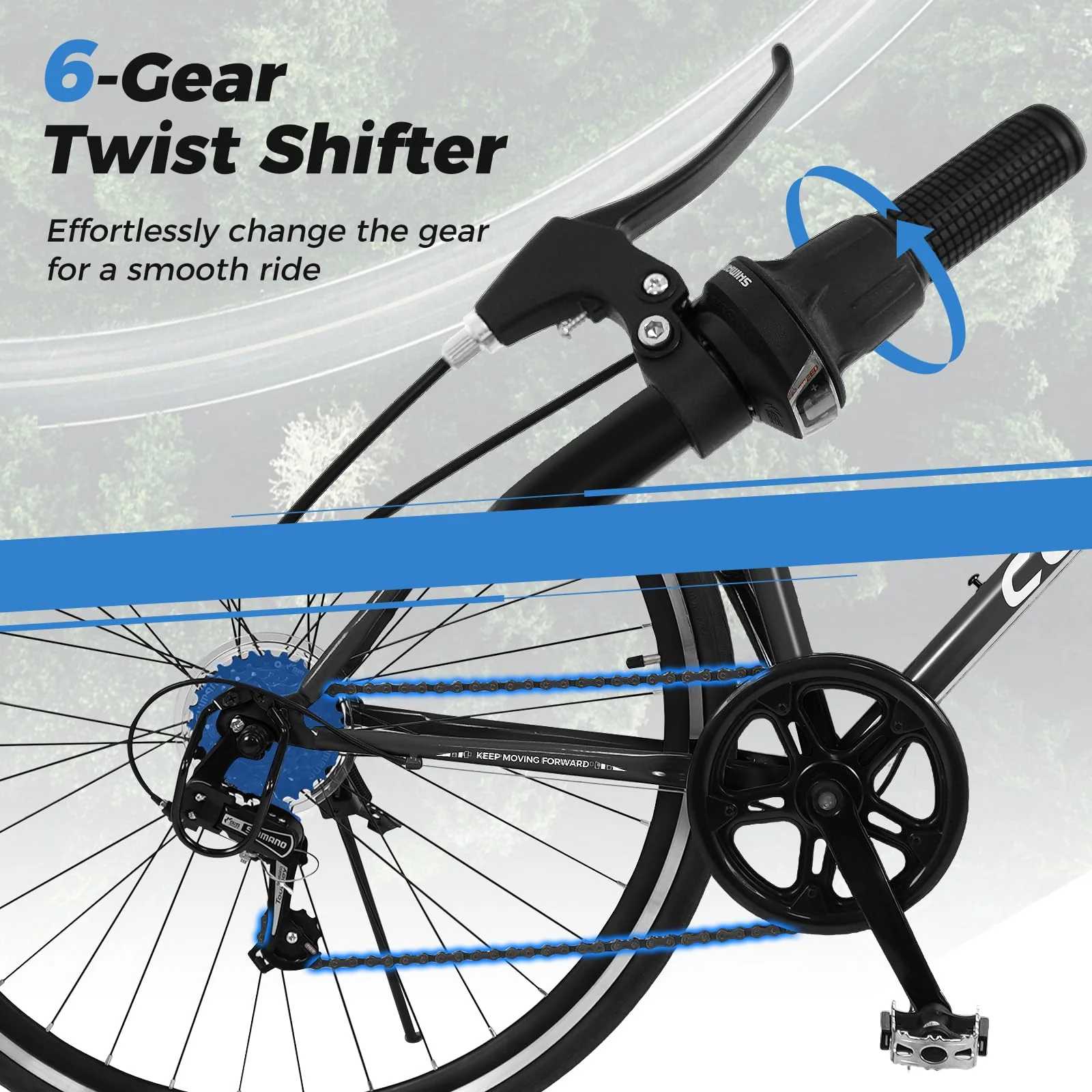 Goplus 26" Mountain Bike w/ 6-Speed Drivetrain Front and Rear Dual Brakes - Image 2