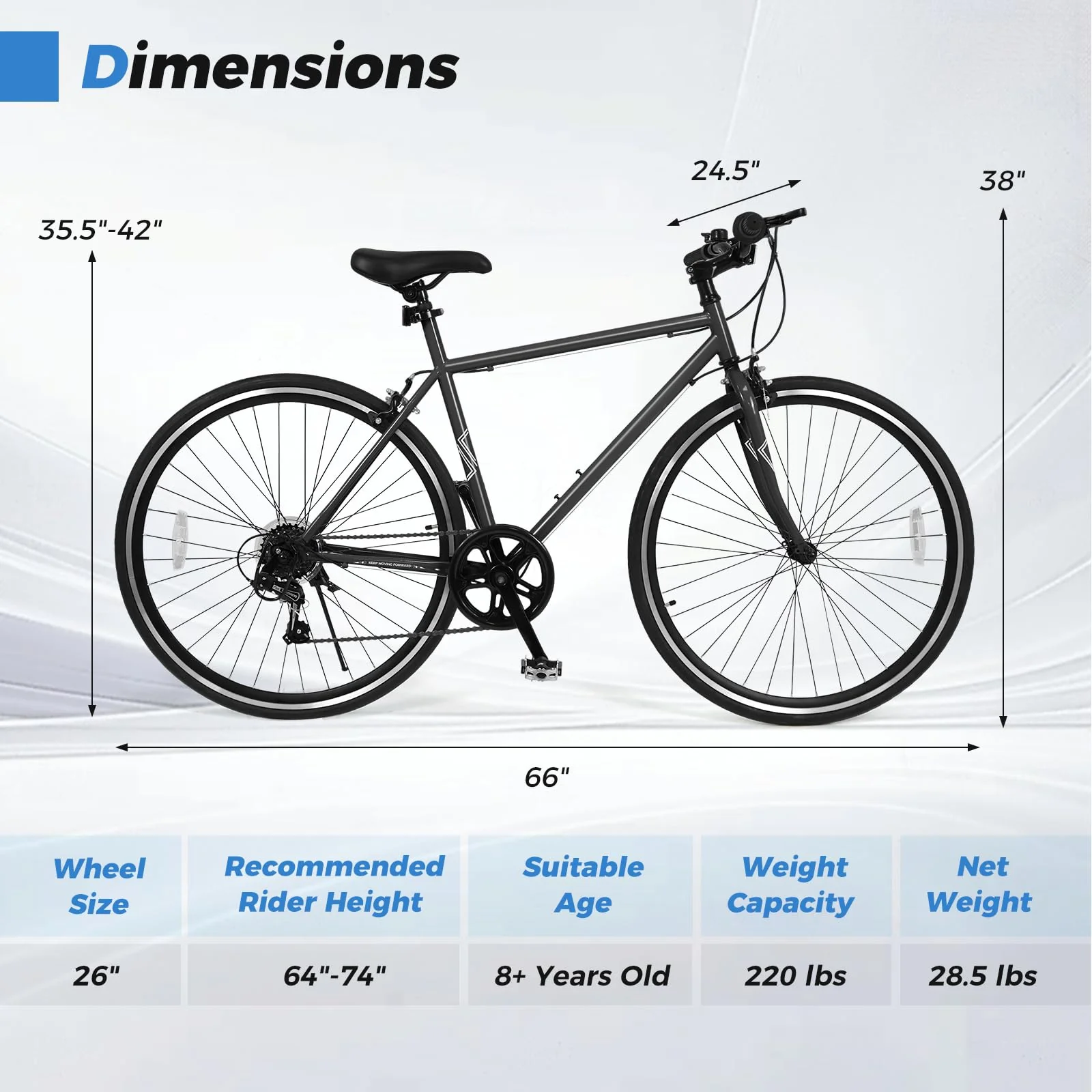 Goplus 26" Mountain Bike w/ 6-Speed Drivetrain Front and Rear Dual Brakes - Image 5