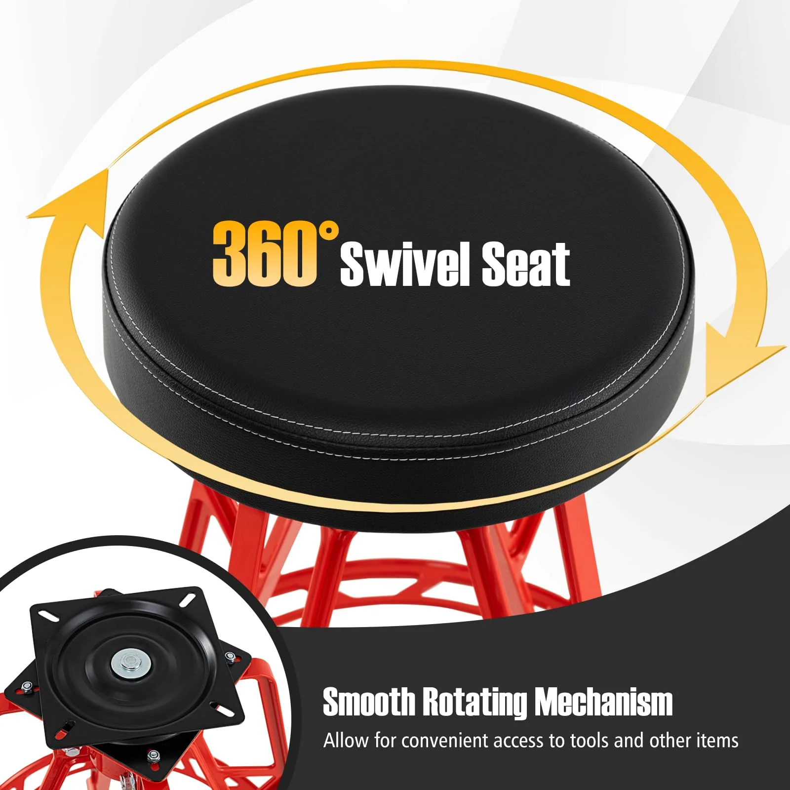 Goplus 28 Inch Swivel Shop Stool with Round Padded Seat & Built-in Footrest - Image 5