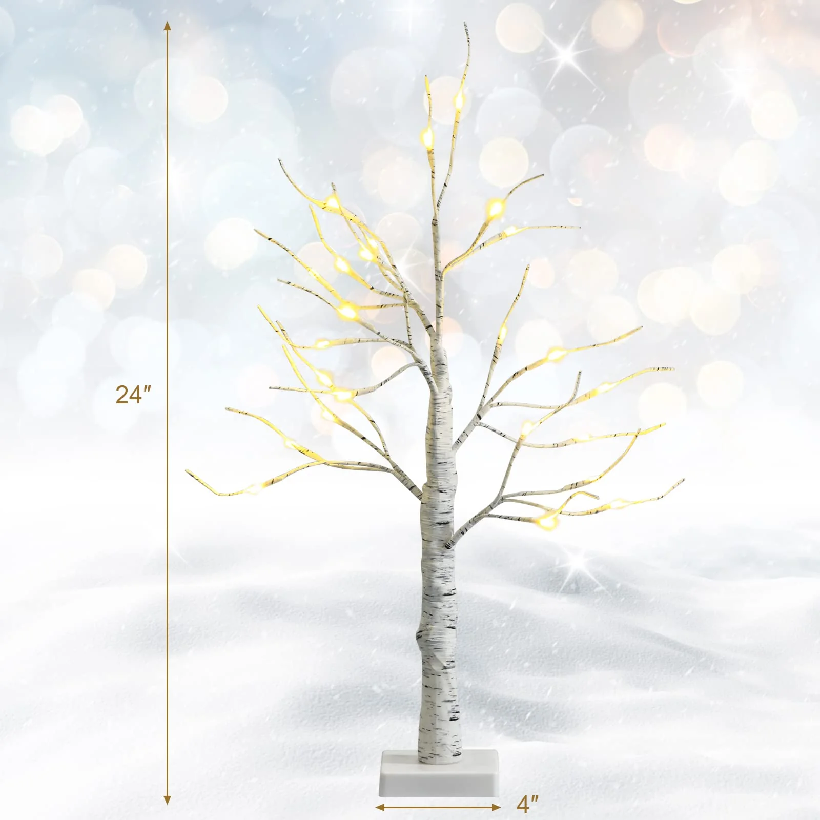 Goplus 2FT Lighted Birch Tree, Artificial Small Tree White Christmas Tree - Image 7