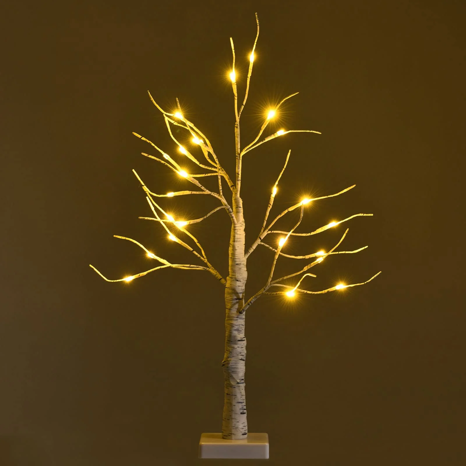 Goplus 2FT Lighted Birch Tree, Artificial Small Tree White Christmas Tree - Image 8