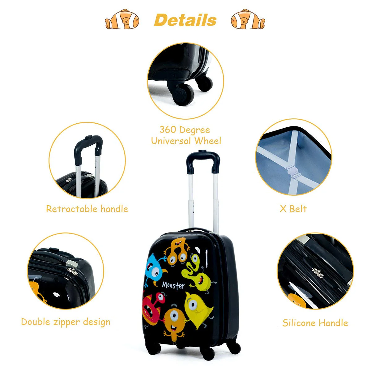 Goplus 2PC Kids Luggage, 12" & 16" Kids Carry On Luggage Set - Image 3