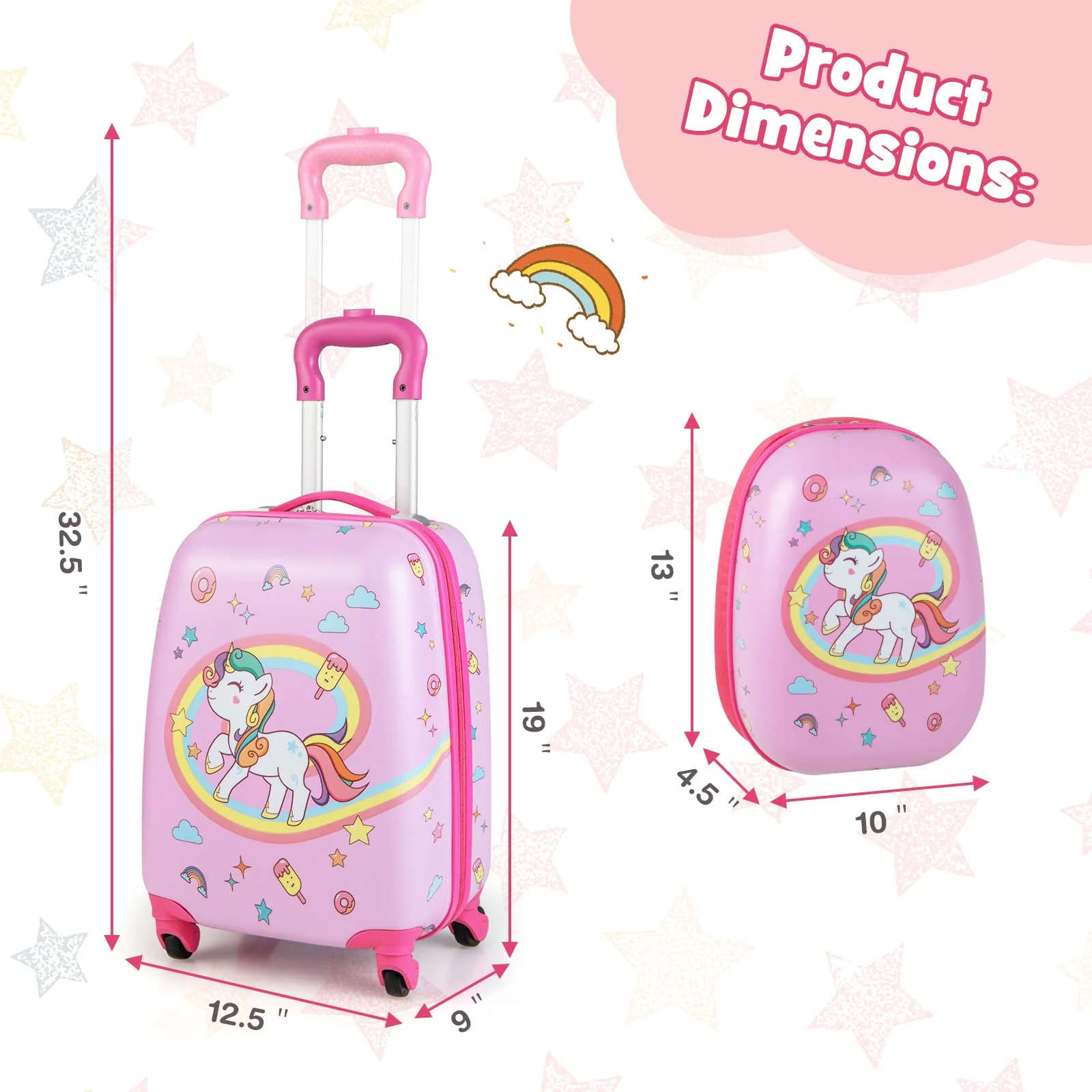 Goplus 2PC Kids Luggage, 12" & 16" Kids Carry On Luggage Set, Lightweight Spinner Suitcases for Boys and Girls - Image 6