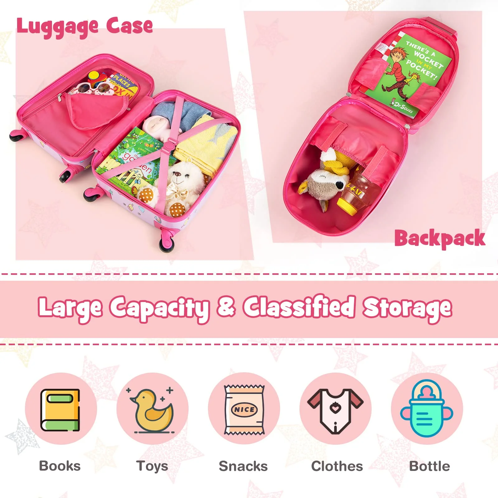 Goplus 2PC Kids Luggage, 12" & 16" Kids Carry On Luggage Set, Lightweight Spinner Suitcases for Boys and Girls - Image 8