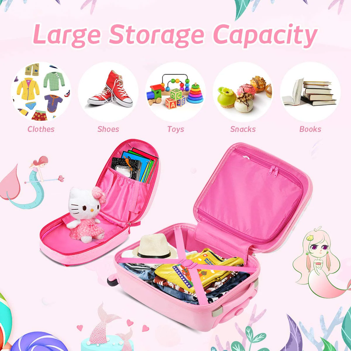 Goplus 2PC Kids Luggage, 12" & 16" Kids Carry On Luggage Set, Lightweight Spinner Suitcases for Boys and Girls - Image 6