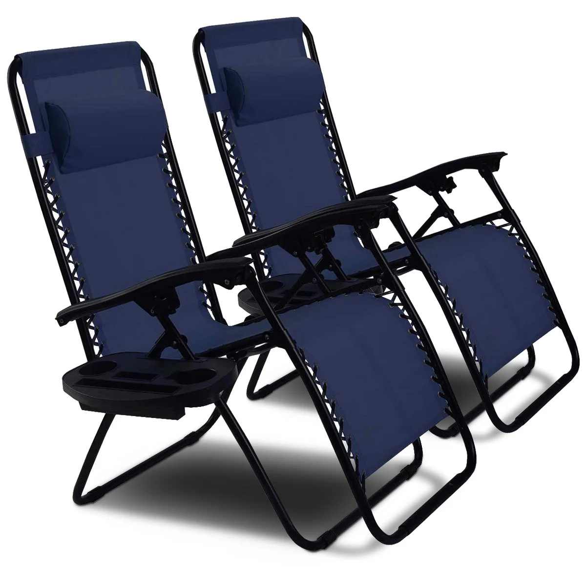 Goplus 2PC Zero Gravity Chairs Lounge Patio Folding Recliner - Image 11