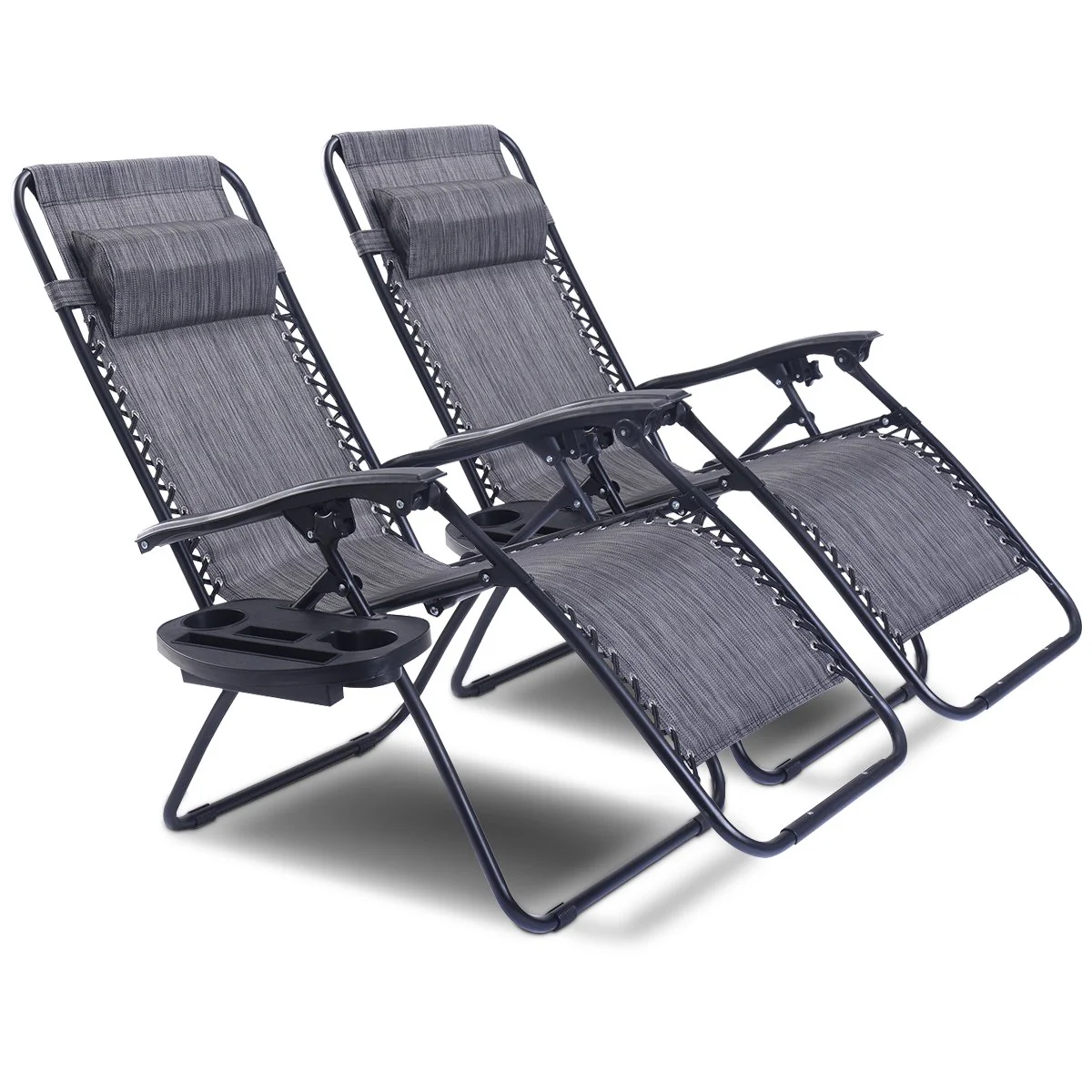 Goplus 2PC Zero Gravity Chairs Lounge Patio Folding Recliner - Image 13