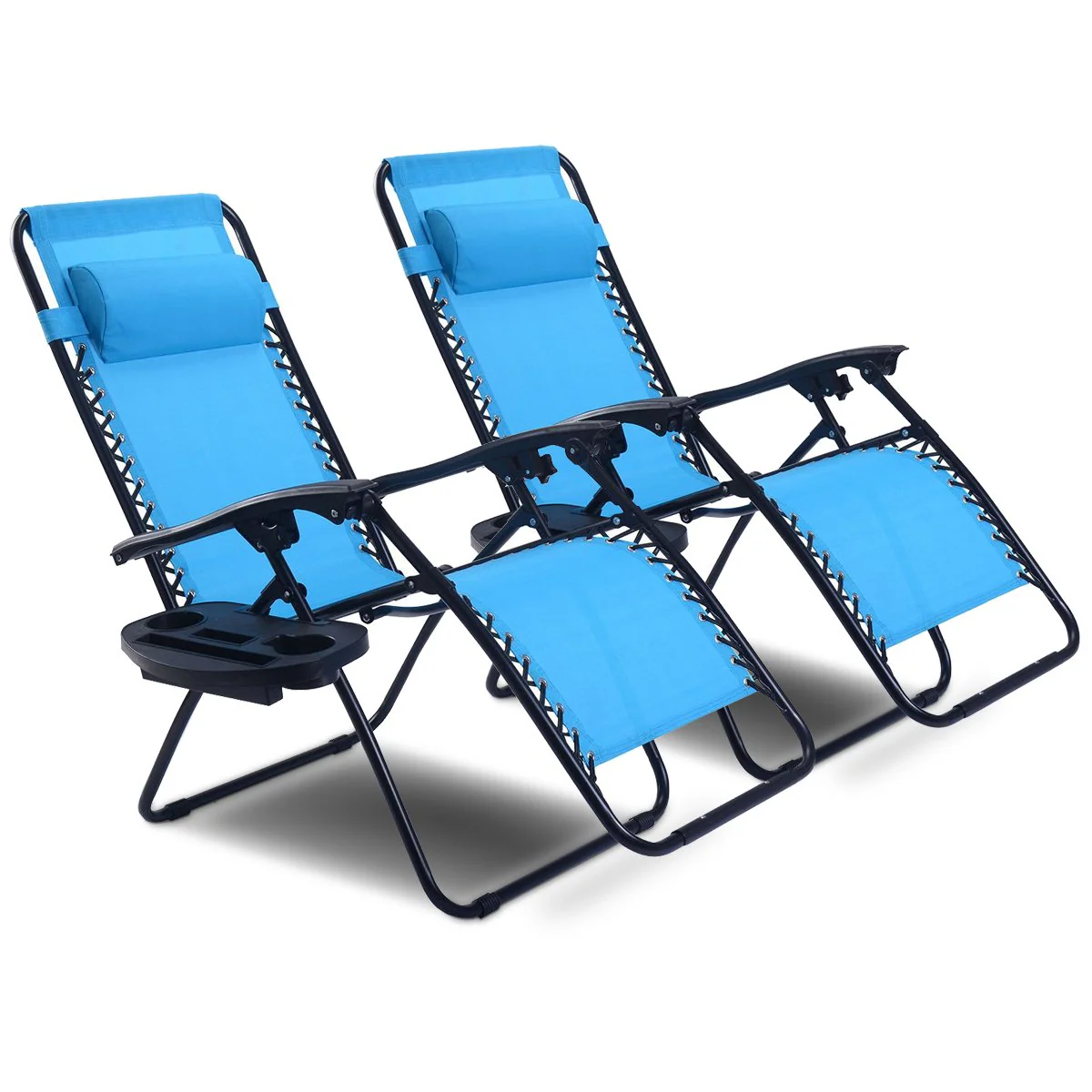 Goplus 2PC Zero Gravity Chairs Lounge Patio Folding Recliner - Image 14