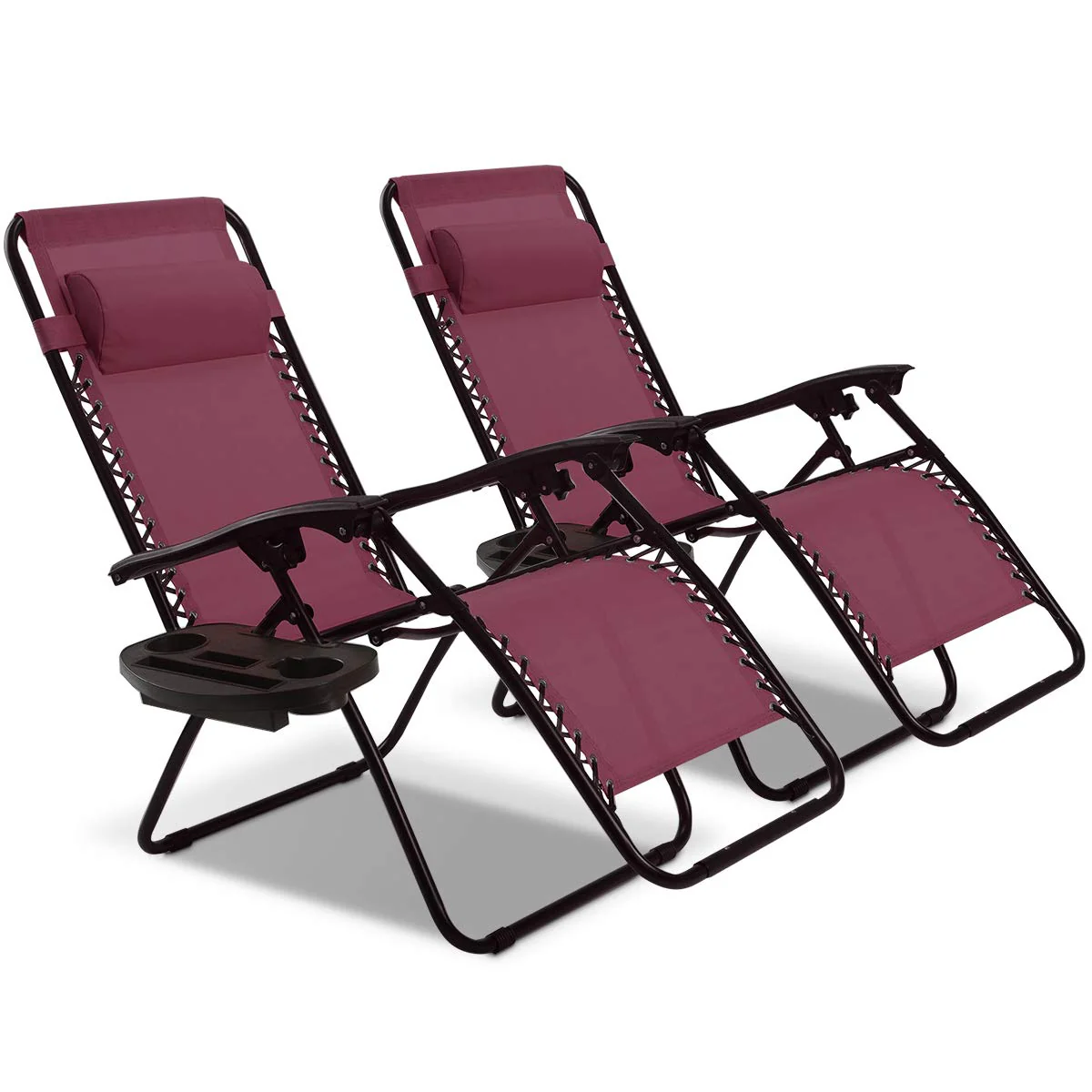 Goplus 2PC Zero Gravity Chairs Lounge Patio Folding Recliner - Image 15