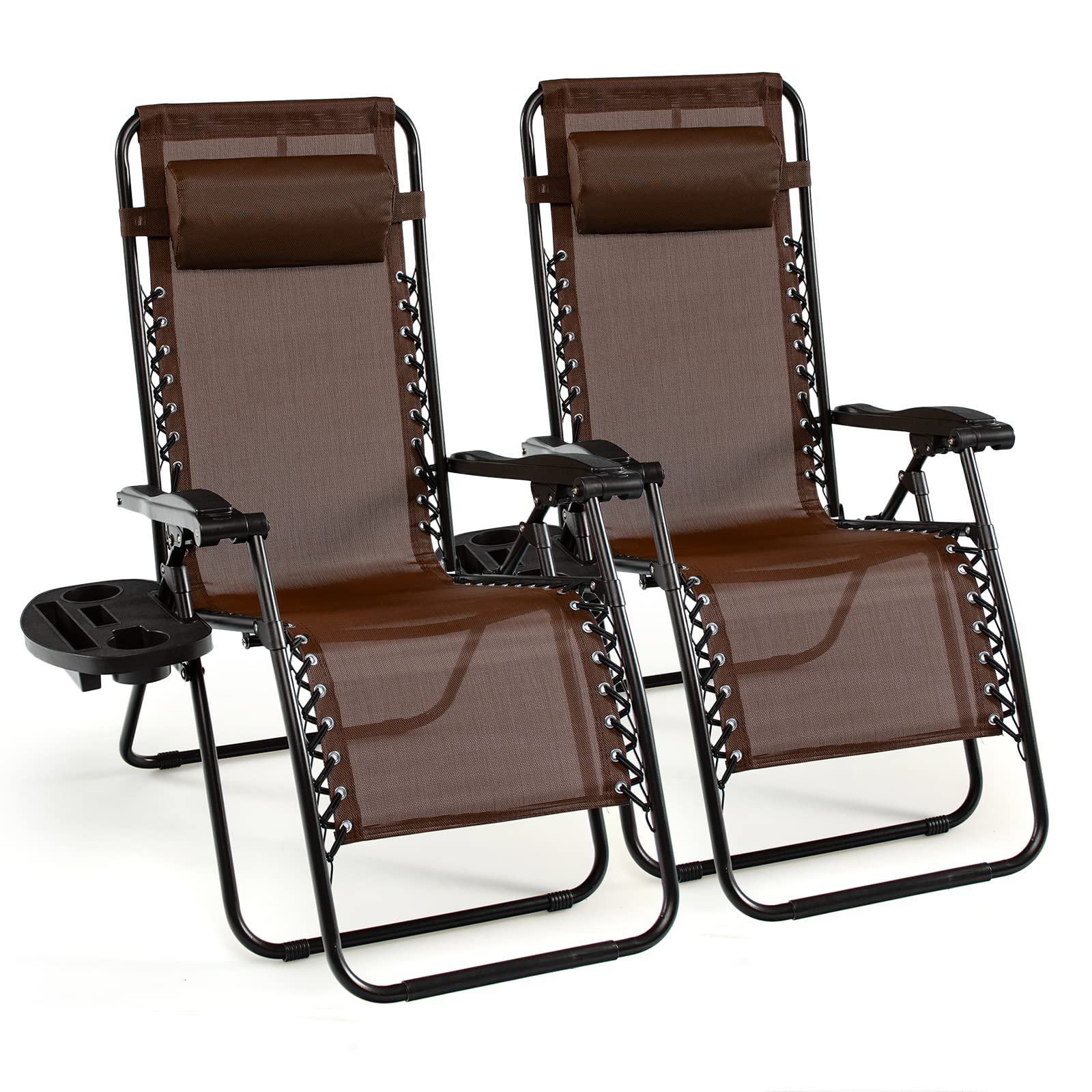 Goplus 2PC Zero Gravity Chairs Lounge Patio Folding Recliner - Image 16