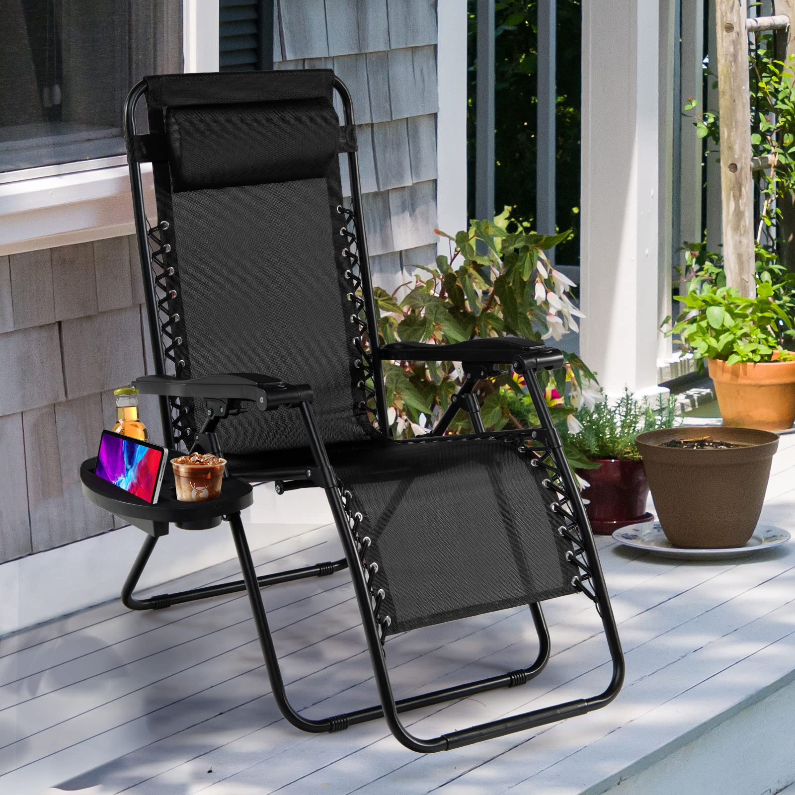 Goplus 2PC Zero Gravity Chairs Lounge Patio Folding Recliner - Image 24