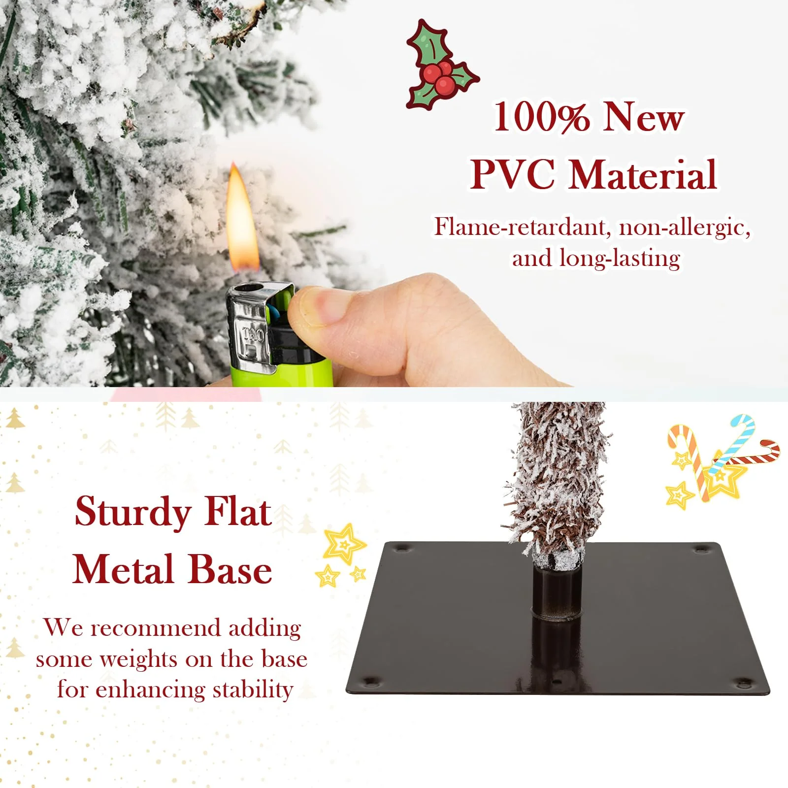 Goplus 3' 4' 5' Pre-Lit Snow Flocked Christmas Tree Set of 3 with 300 Multicolored LED Lights - Image 6