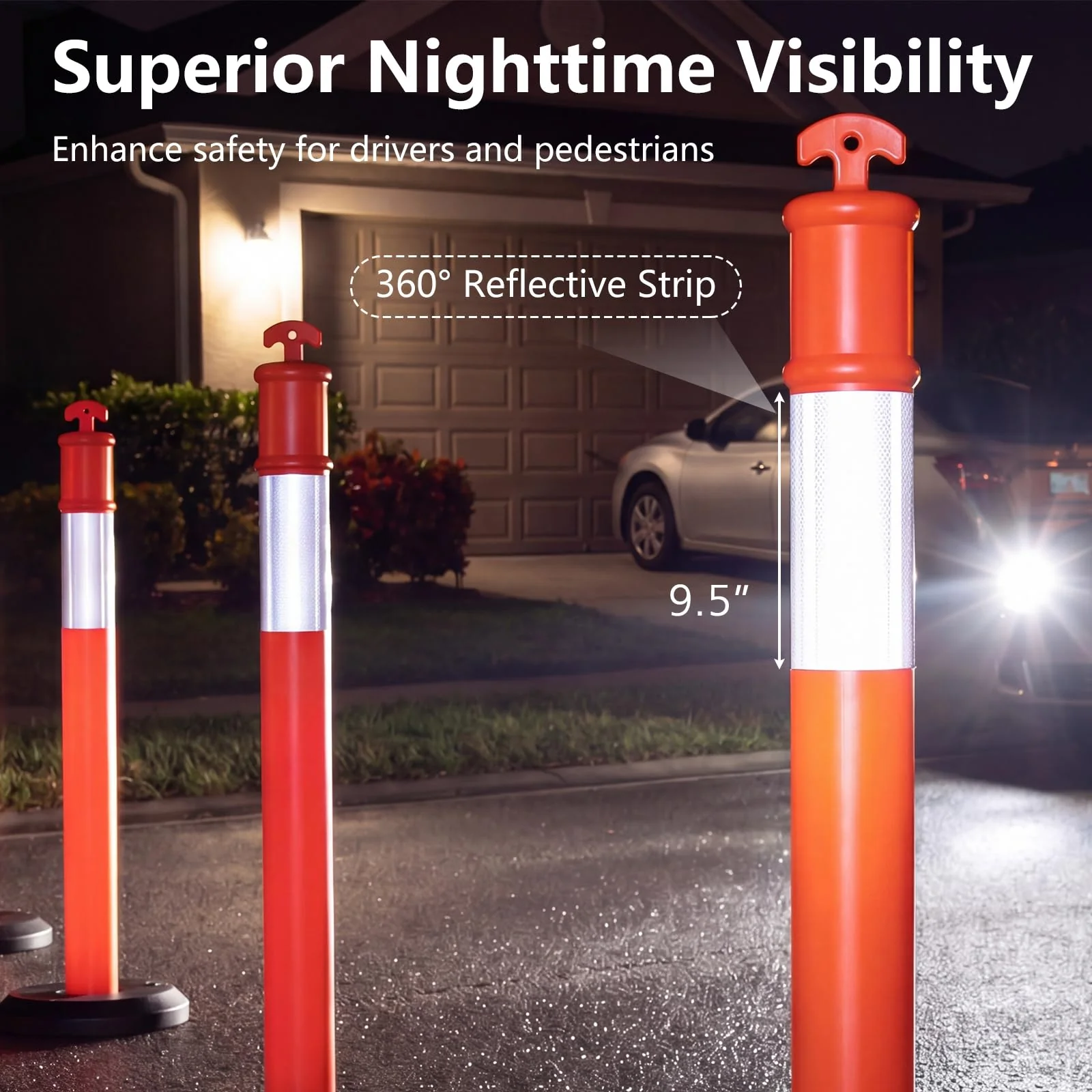 Goplus 3/6/9 Pack Traffic Delineator Posts with Fillable Base - Image 4