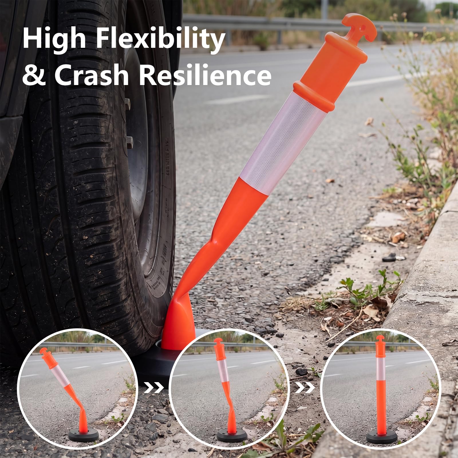 Goplus 3/6/9 Pack Traffic Delineator Posts with Fillable Base - Image 5