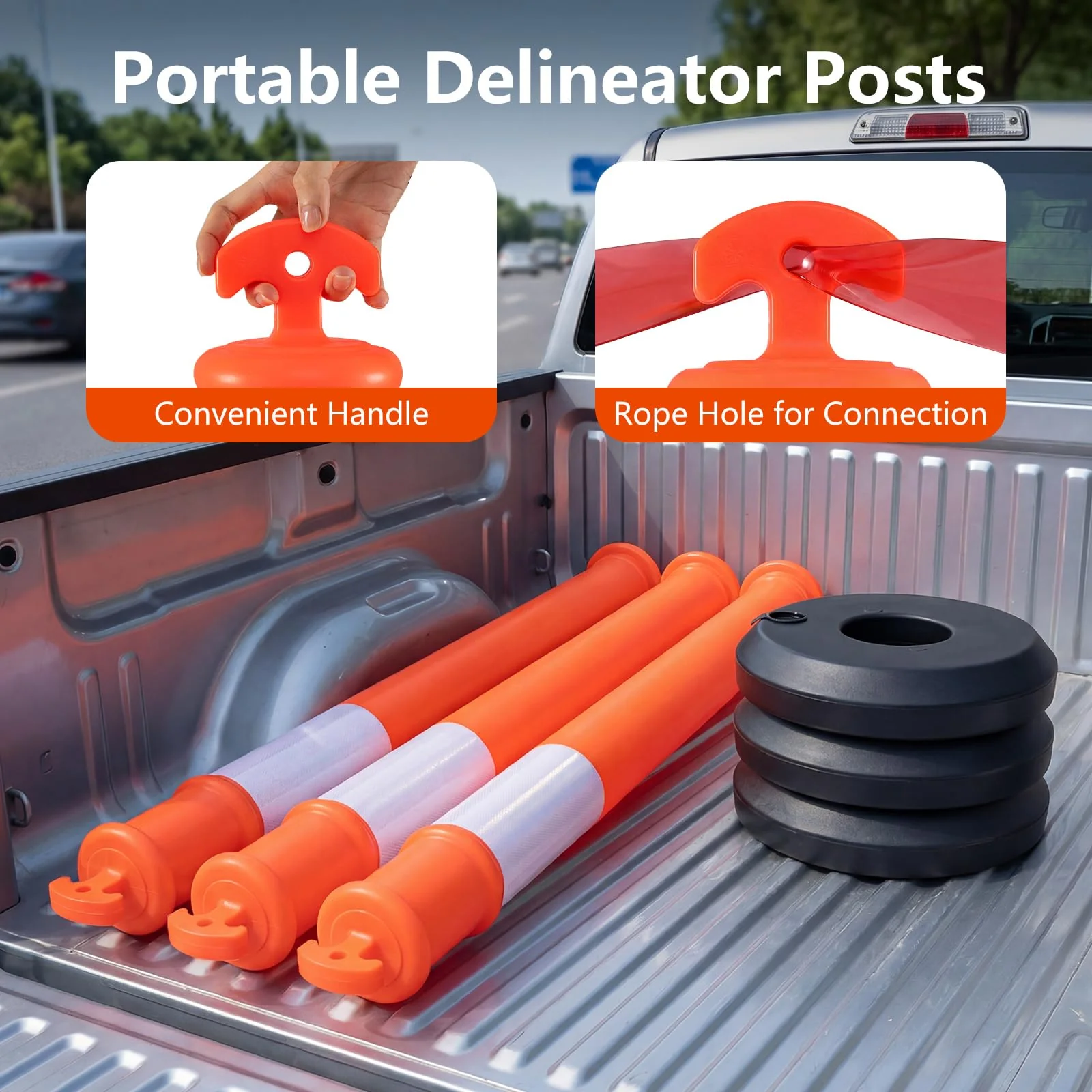 Goplus 3/6/9 Pack Traffic Delineator Posts with Fillable Base - Image 6