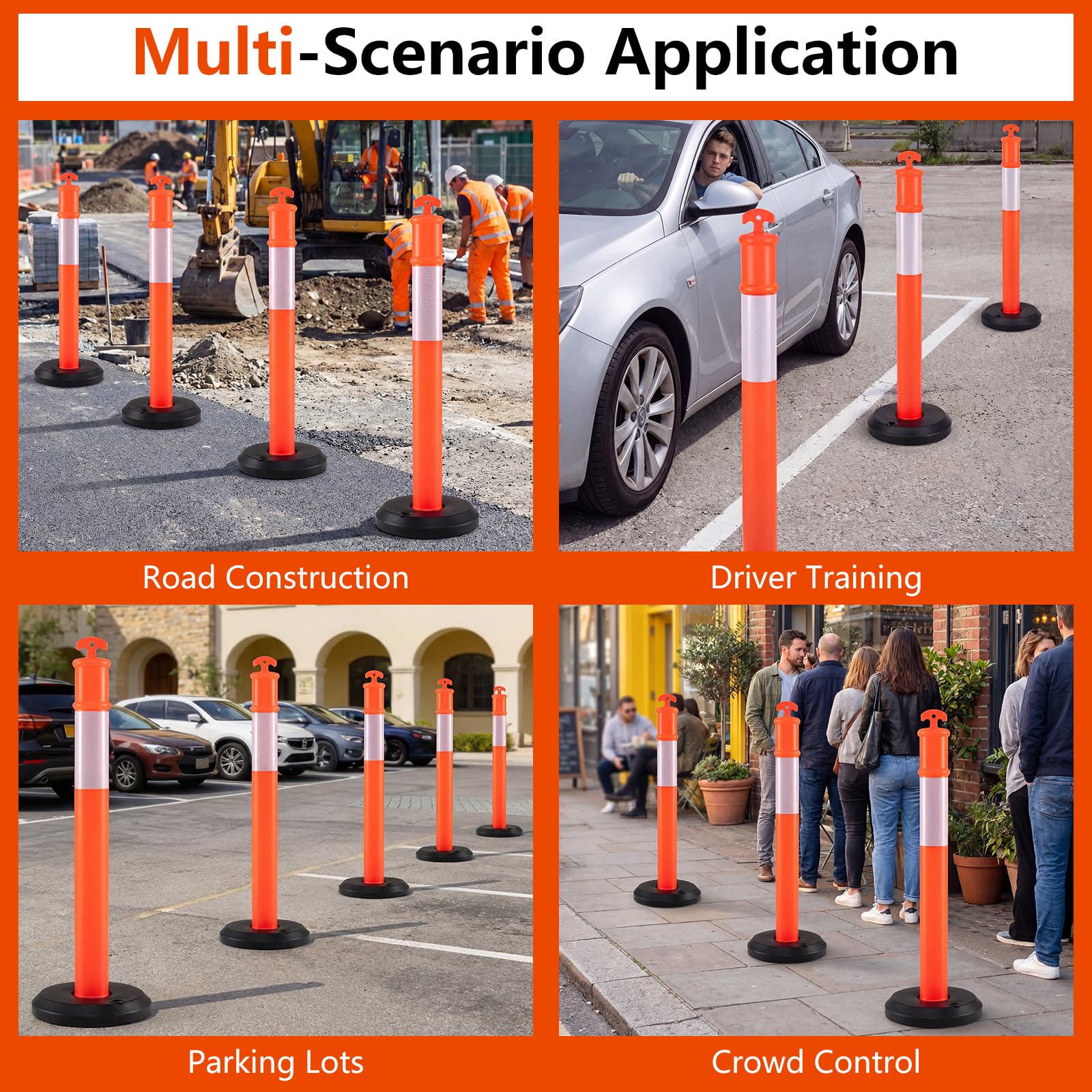 Goplus 3/6/9 Pack Traffic Delineator Posts with Fillable Base - Image 7