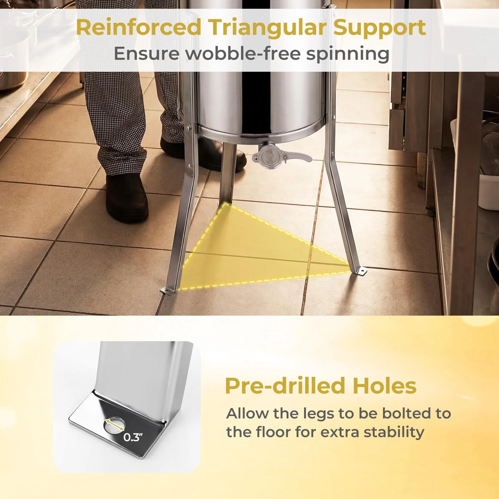 Goplus 3 Frame Honey Extractor with Bottom Gravity Flow Gate & Clear Lid - Image 8