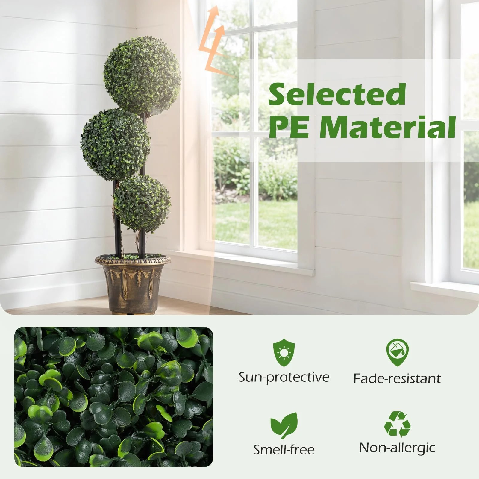 Goplus 3 FT Artificial Boxwood Topiary Tree(1/2) - Image 3