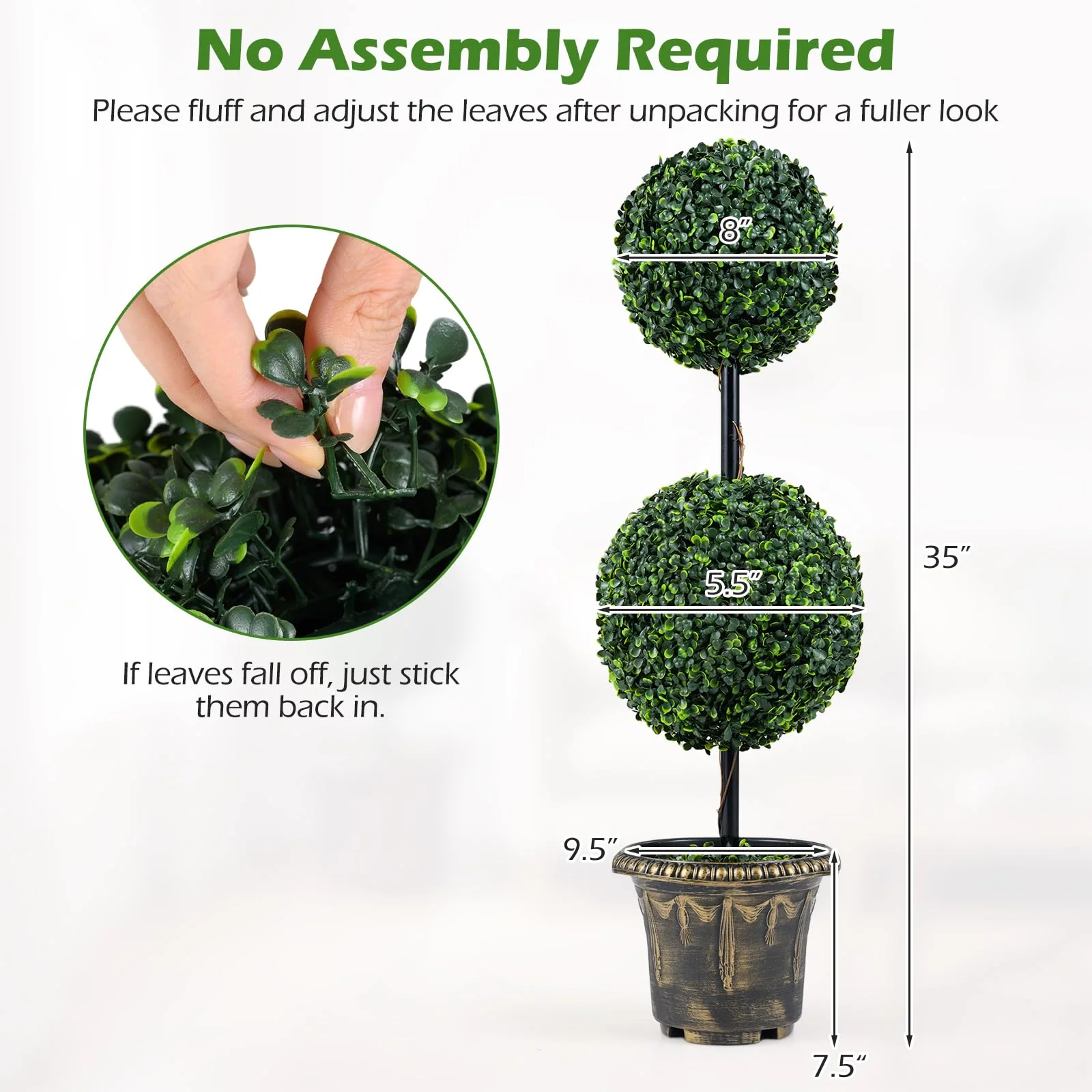 Goplus 3 FT Artificial Boxwood Topiary Tree(1/2) - Image 5
