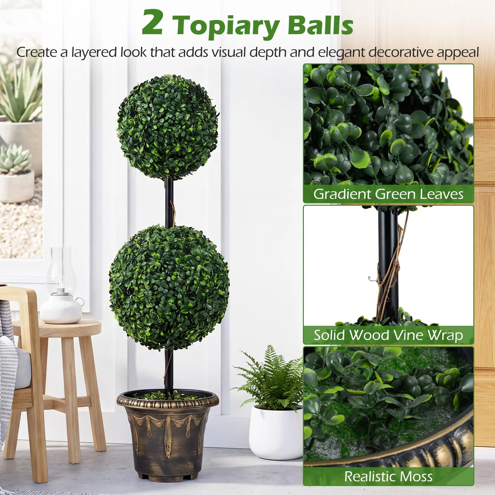 Goplus 3 FT Artificial Boxwood Topiary Tree(1/2) - Image 7