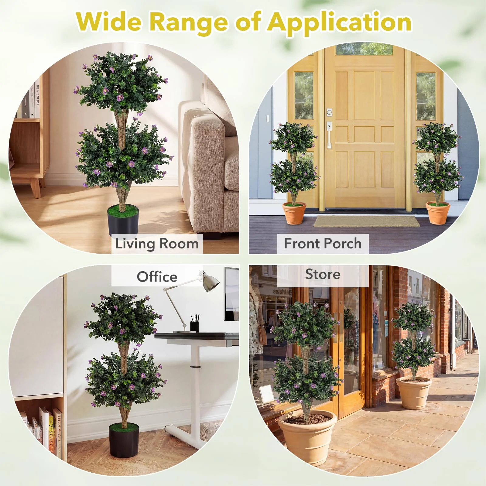 Goplus 3 FT Artificial Double Ball Boxwood Topiary Trees Set of 2 for Porch Home Decoration - Image 8