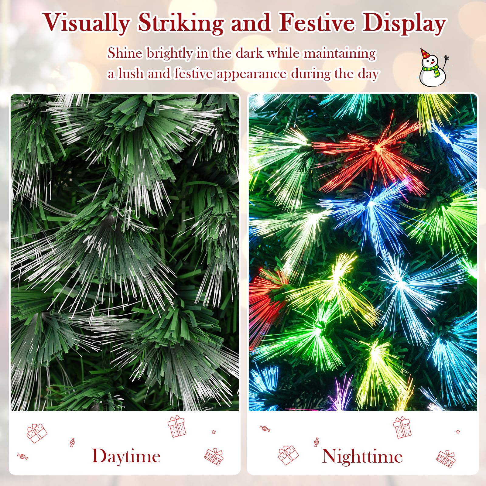 Goplus 3 FT Pre-Lit Fiber Optic Christmas Tree with Slow-Flashing Multicolored Optical Fibers - Image 3