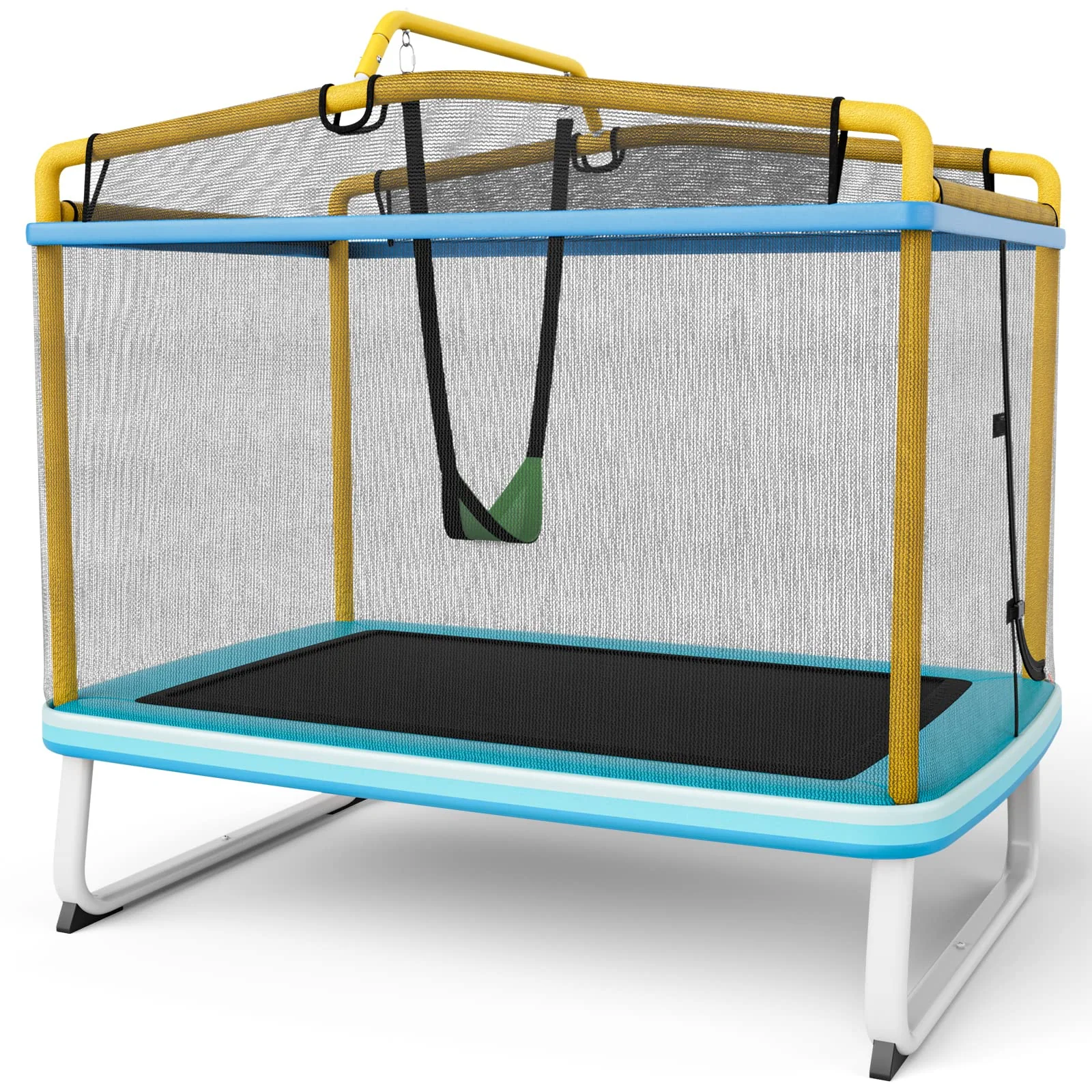 Goplus 3-in-1 6FT Kids Trampoline with Swing and Horizontal Bar, Mini Toddler Trampoline w/ Enclosure Safety Net - Image 18