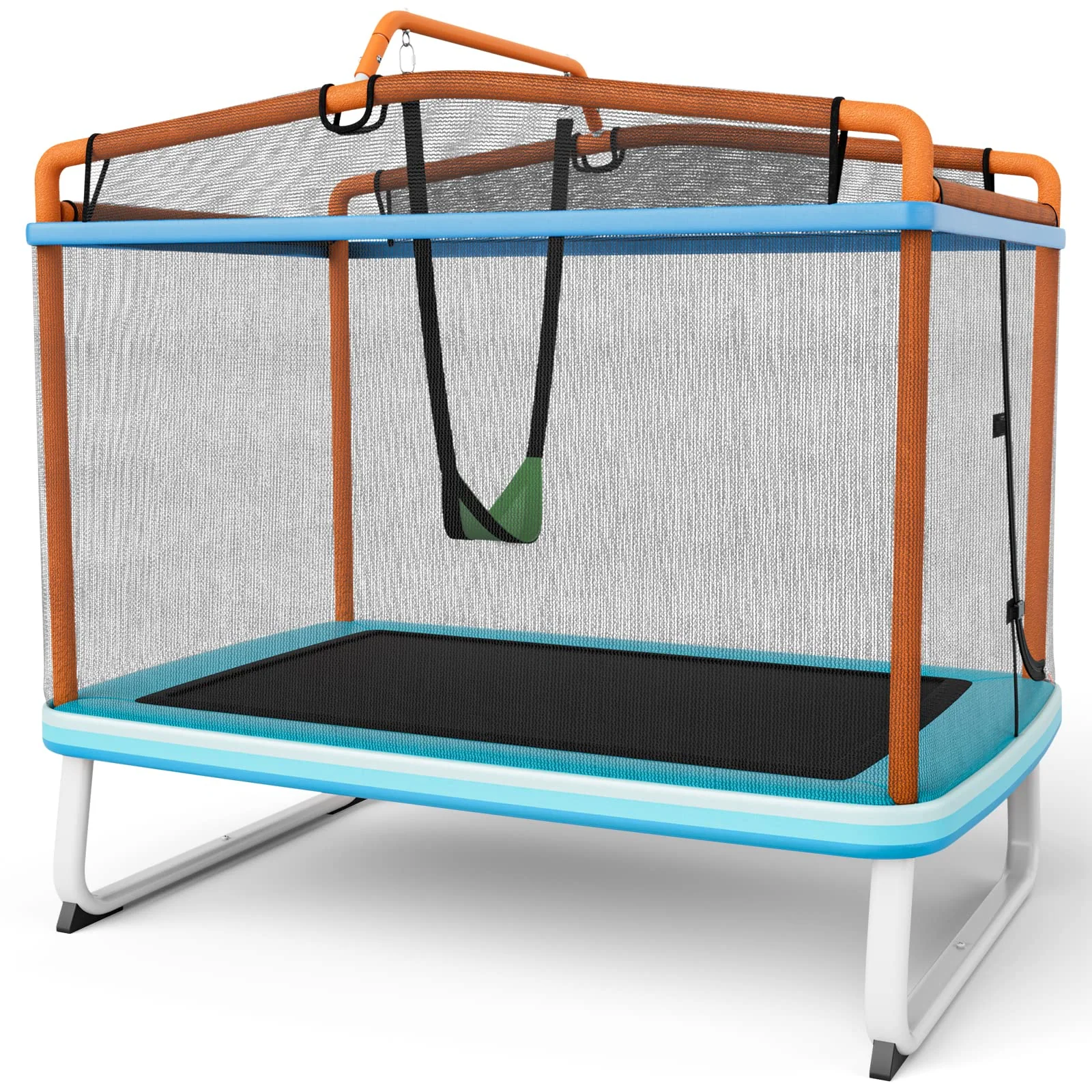 Goplus 3-in-1 6FT Kids Trampoline with Swing and Horizontal Bar, Mini Toddler Trampoline w/ Enclosure Safety Net - Image 9