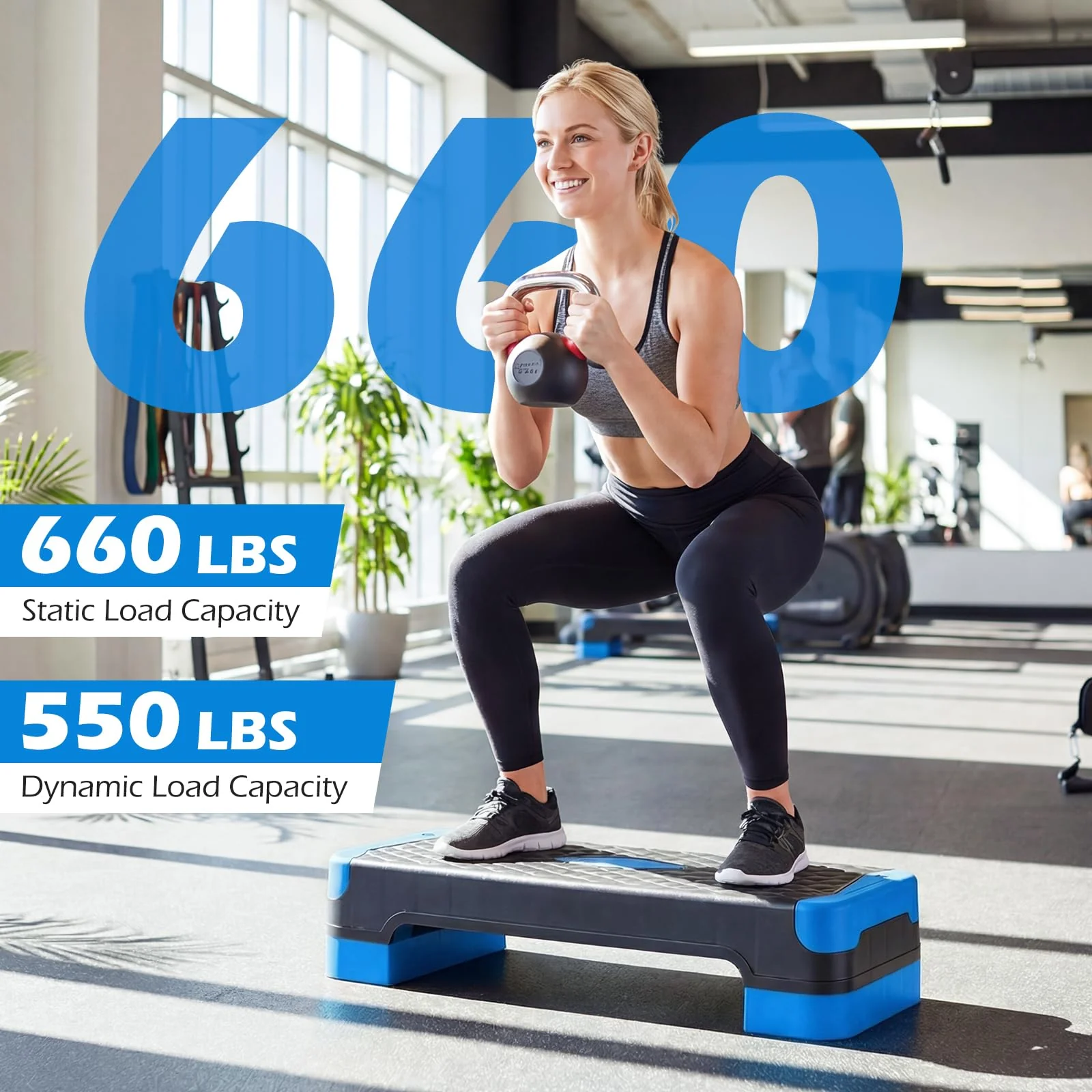 Goplus 3-in-1 Aerobic Step Platform 600 LBS Adjustable Exercise Stepper - Image 3